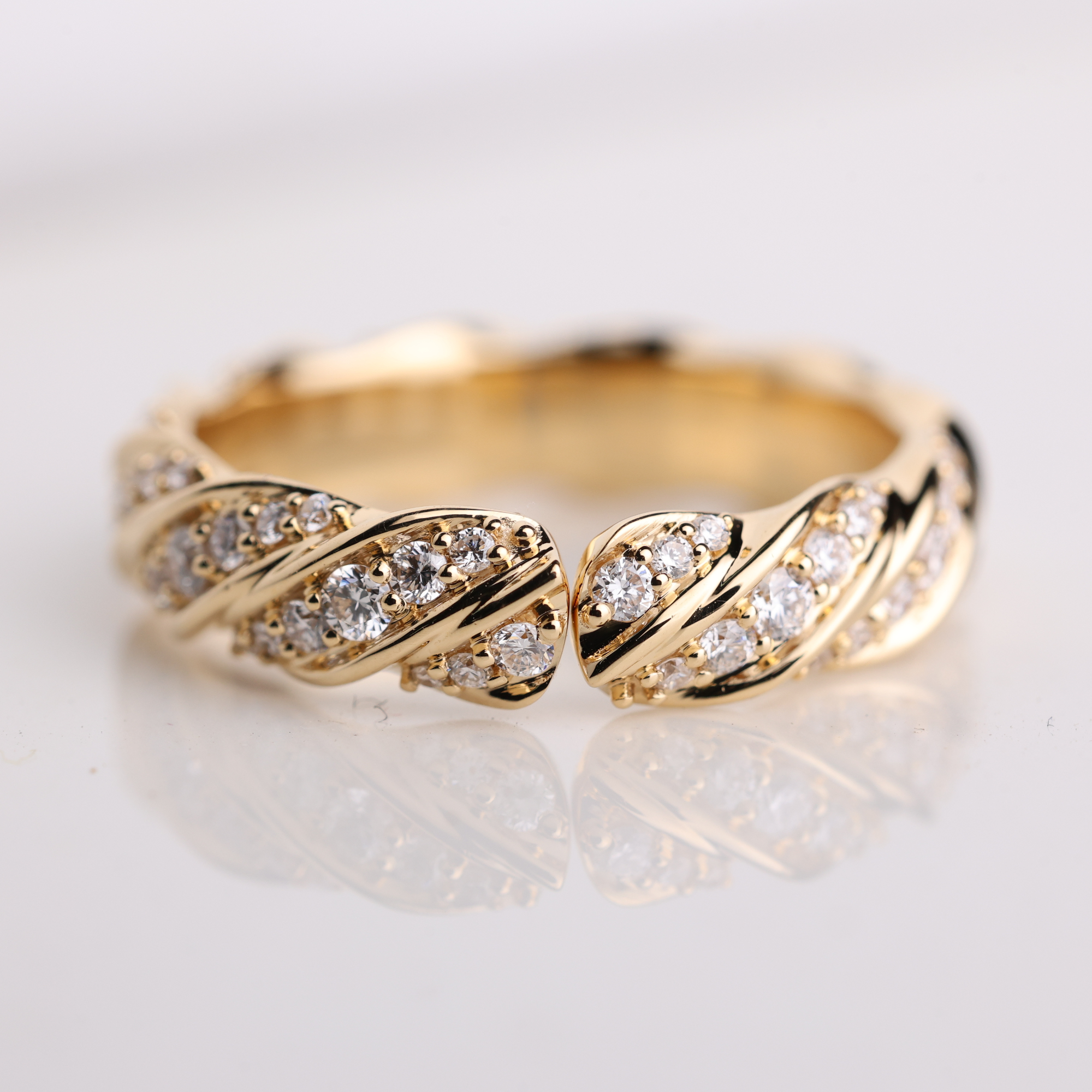 14K Solid Gold Diamond Twisted Eternity Ring