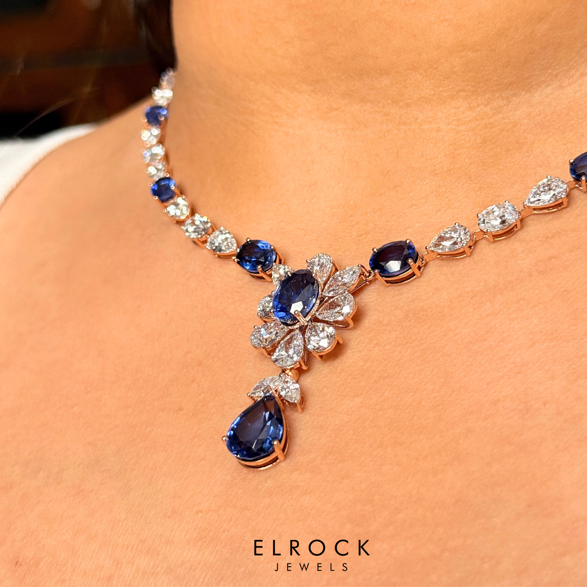 The Sapphire Floral Tennis Necklace