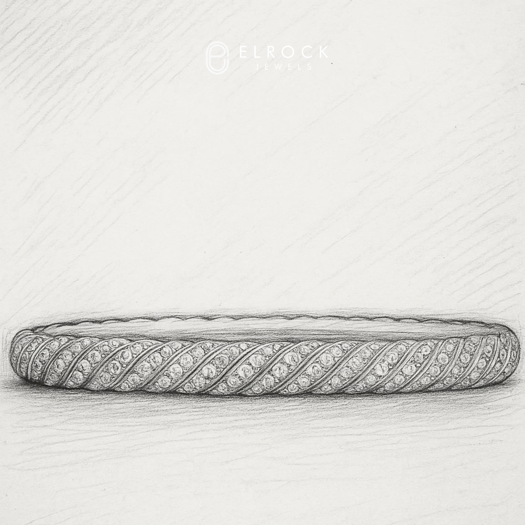 14K Gold Dainty Cable Bangle, Lab Grown Diamond Twisted Bangle