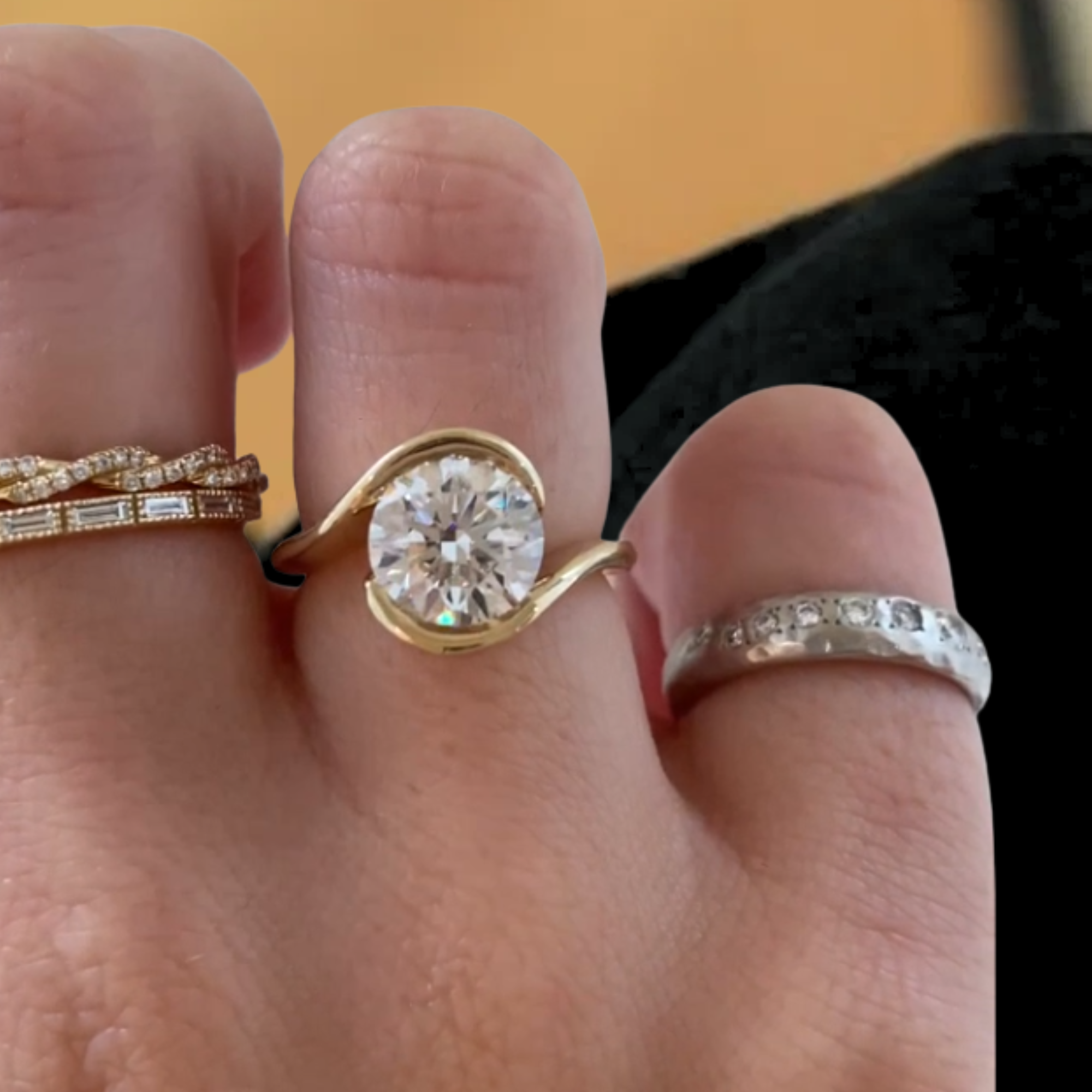 Gold Celtic Style Solitaire Lab Diamond Engagement Ring 