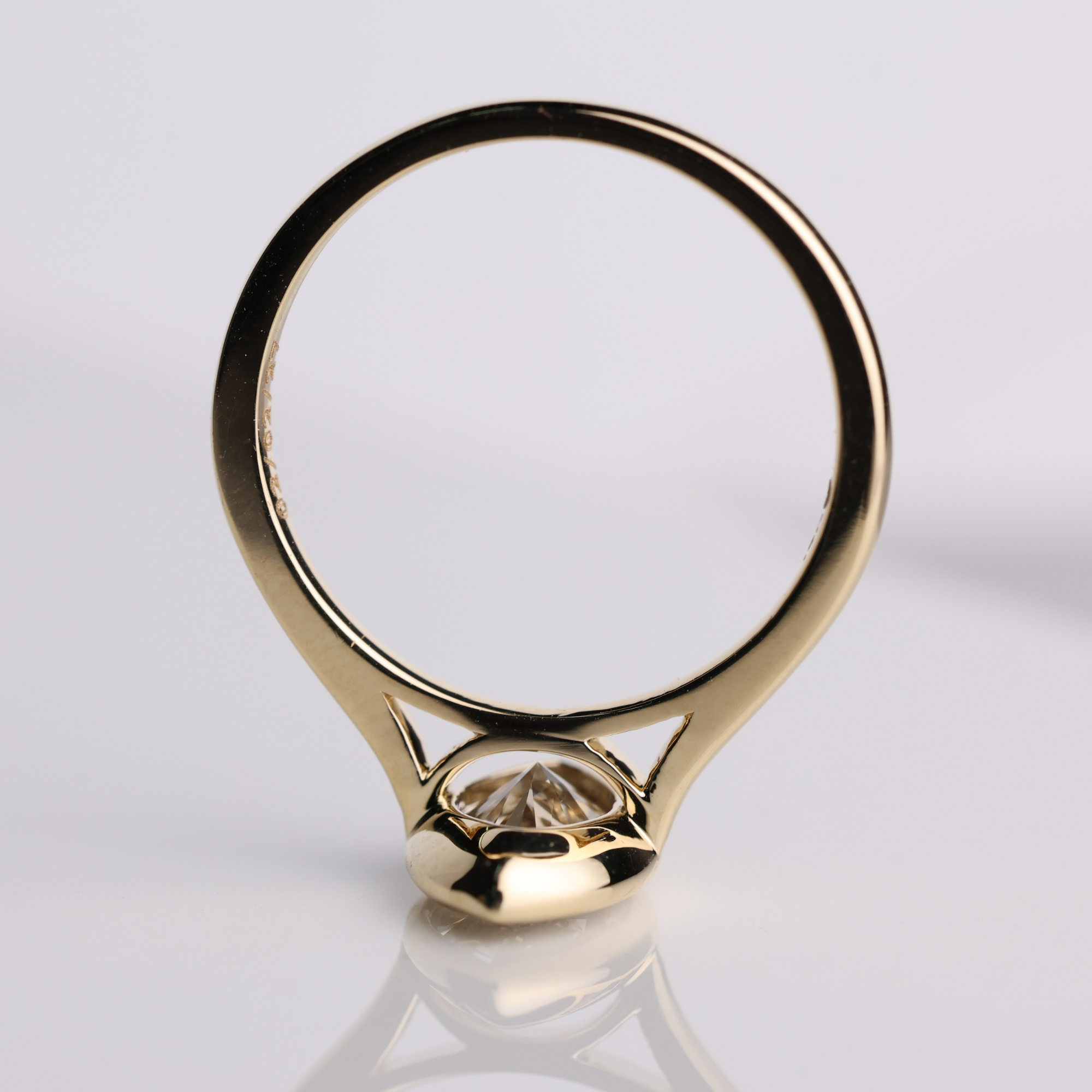 14K Gold Marquise Cut Lab Grown Solitaire Bezel Set Diamond Ring
