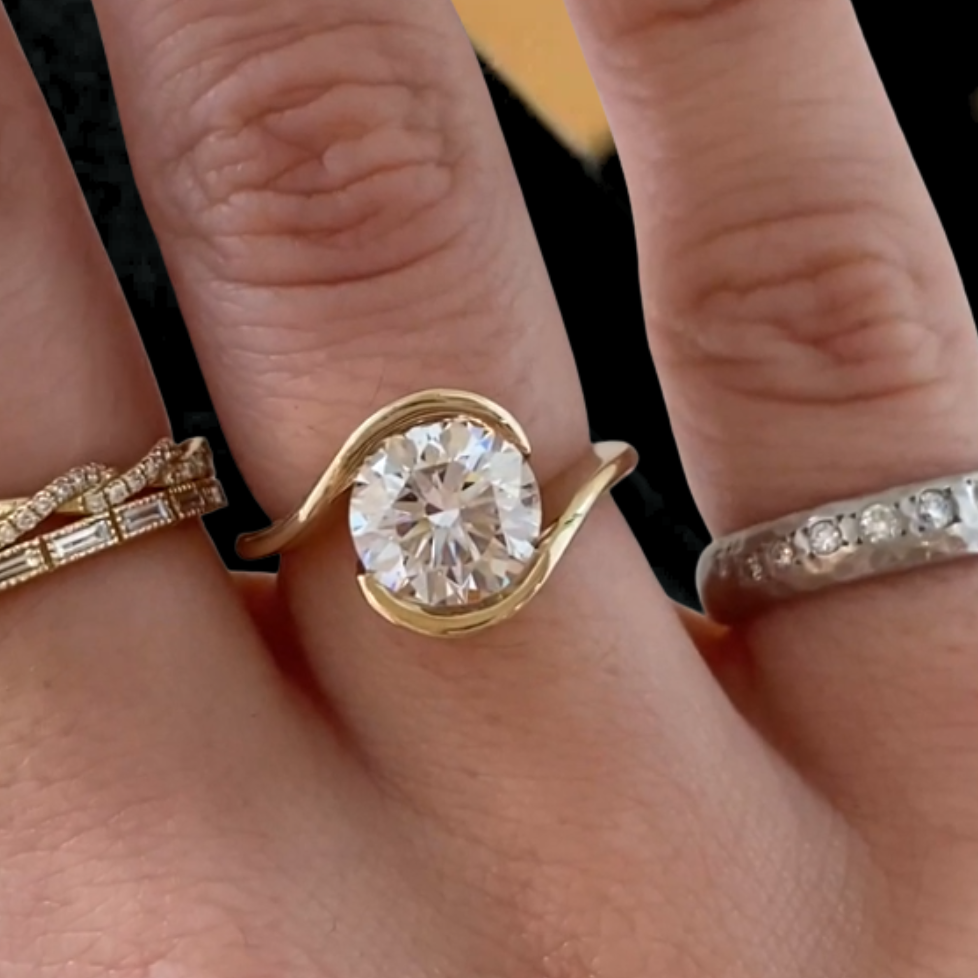 Gold Celtic Style Solitaire Lab Diamond Engagement Ring 