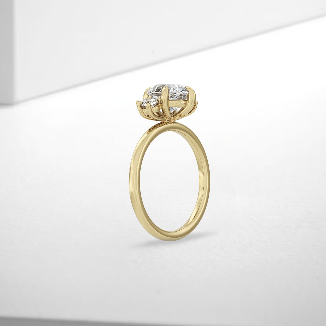 14K Solid Gold 2CT Oval Lab Grown Diamond Ring with Prong Eternity Ring
