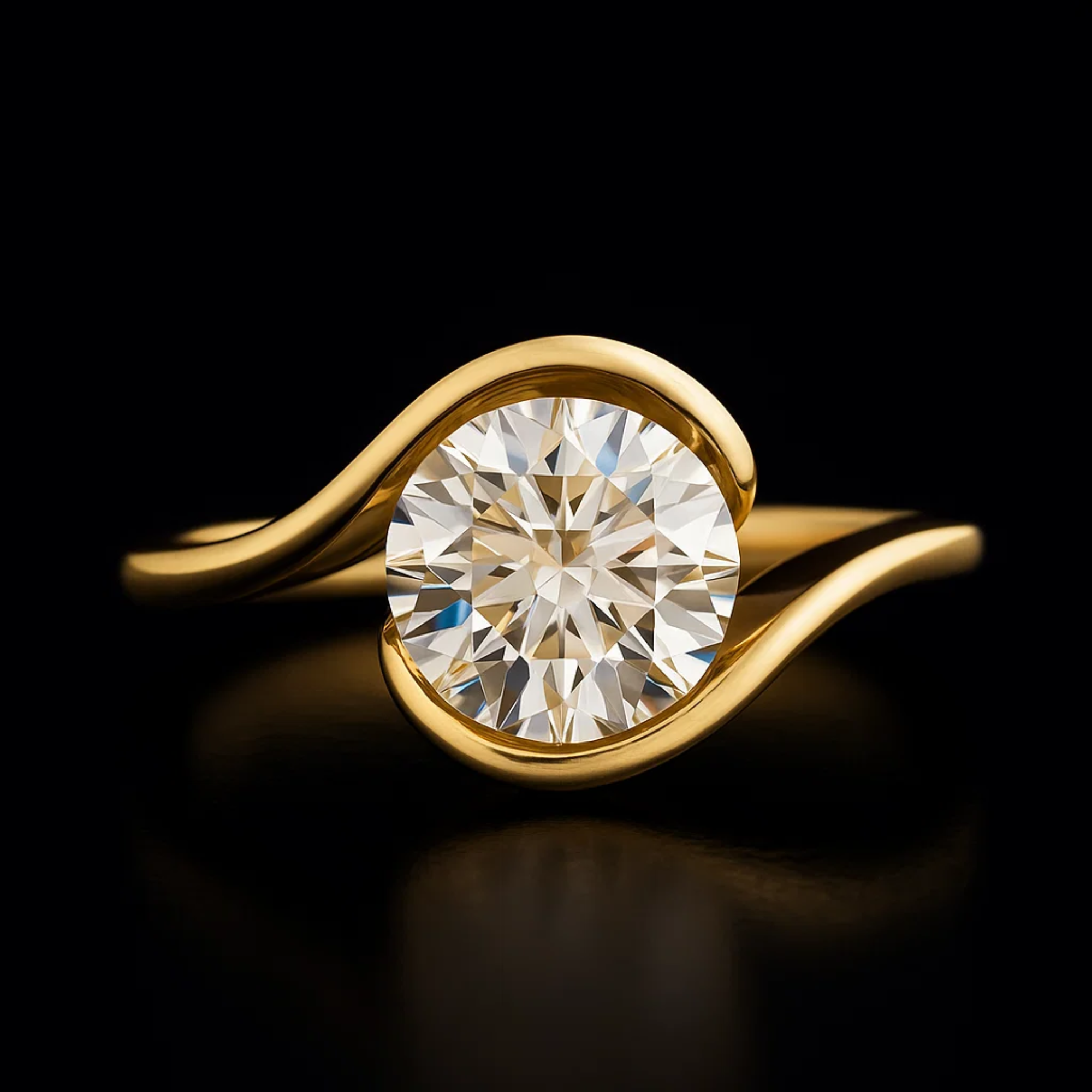 Gold Celtic Style Solitaire Lab Diamond Engagement Ring 