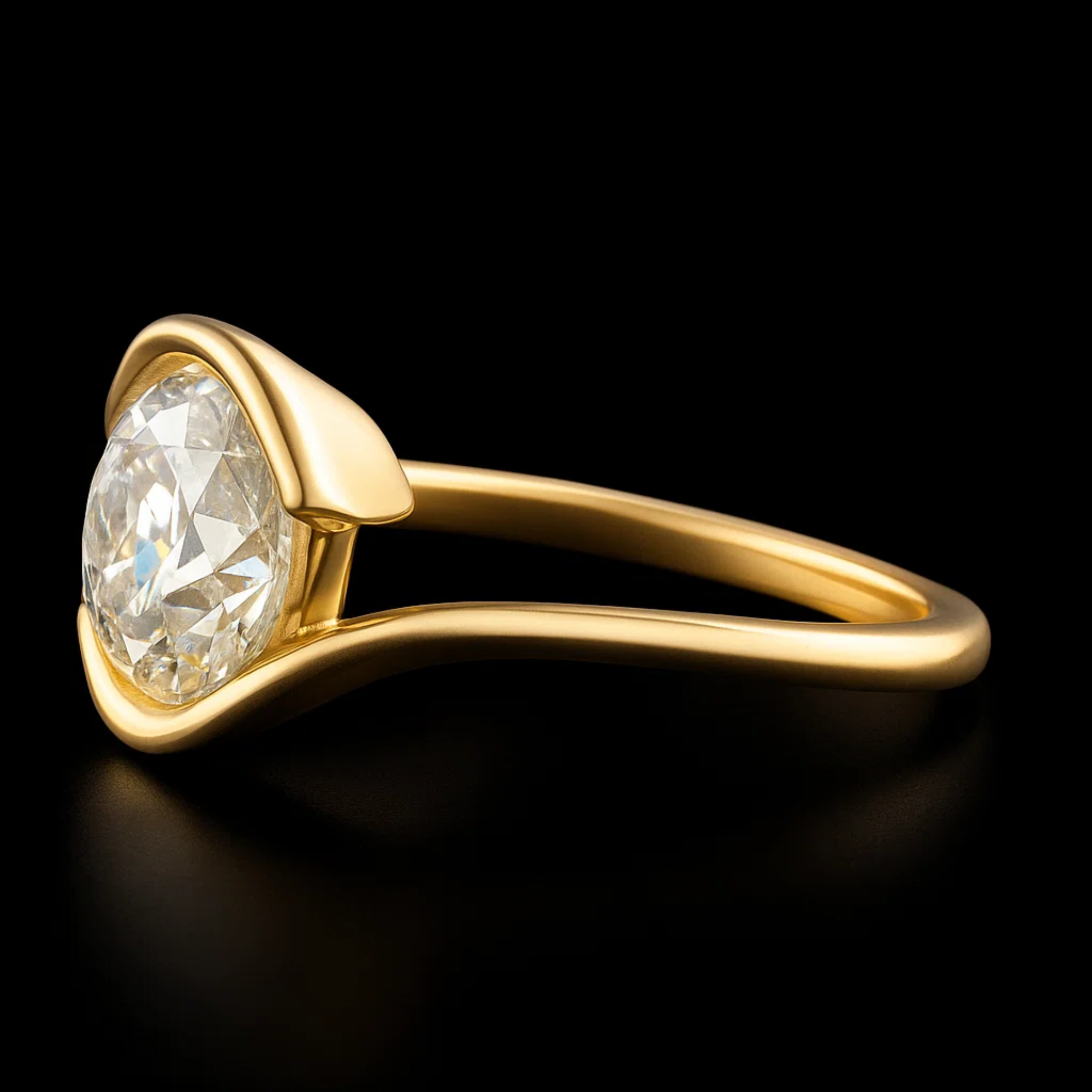 Gold Celtic Style Solitaire Lab Diamond Engagement Ring 