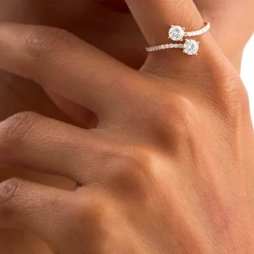 0.80Ct Round Cut Promise Ring, 14K Dainty Bypass Round Diamond Anniversary Ring