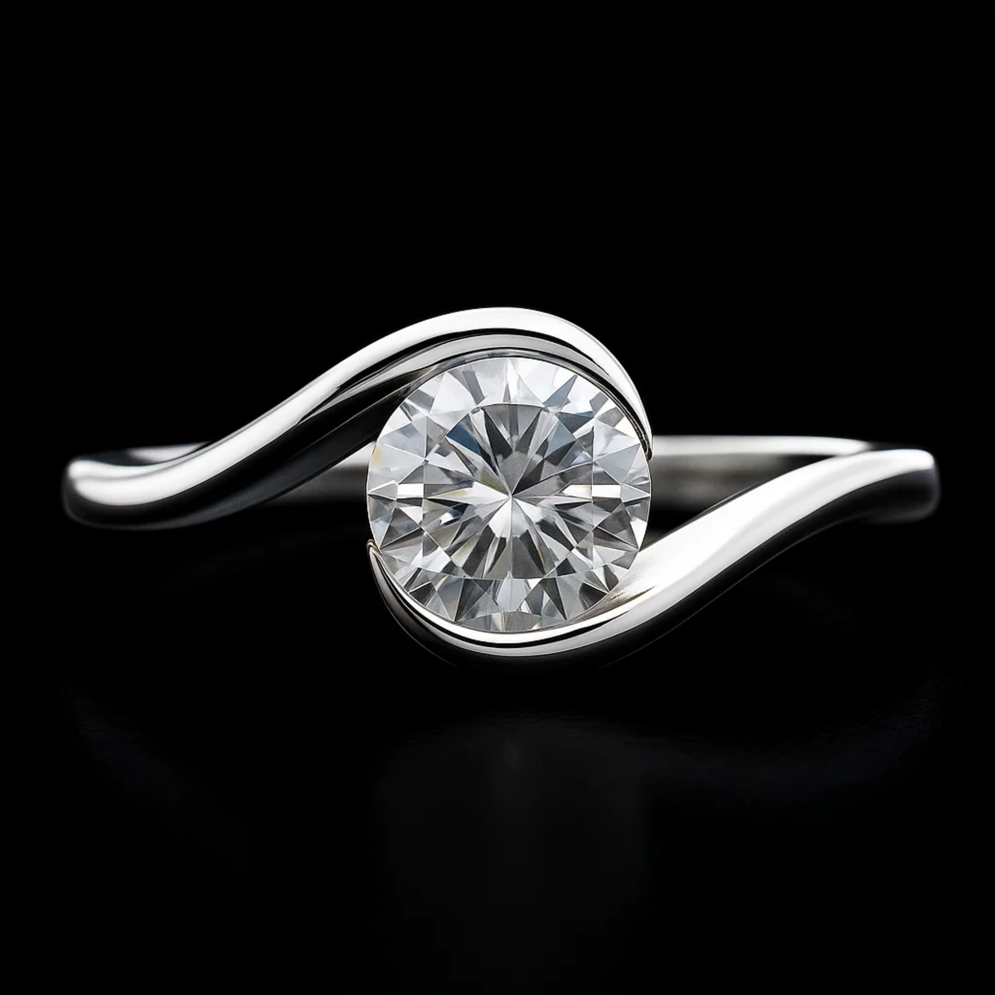 Gold Celtic Style Solitaire Lab Diamond Engagement Ring 