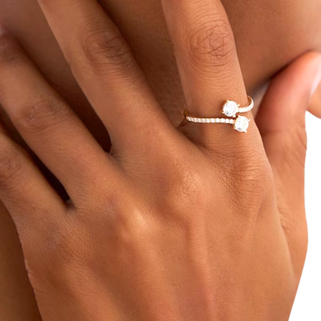 0.80Ct Round Cut Promise Ring, Dainty Bypass Round Diamond Anniversary Ring