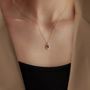 2 CT Prong Set Ruby Pendant, 14K Gold Ruby Pendant