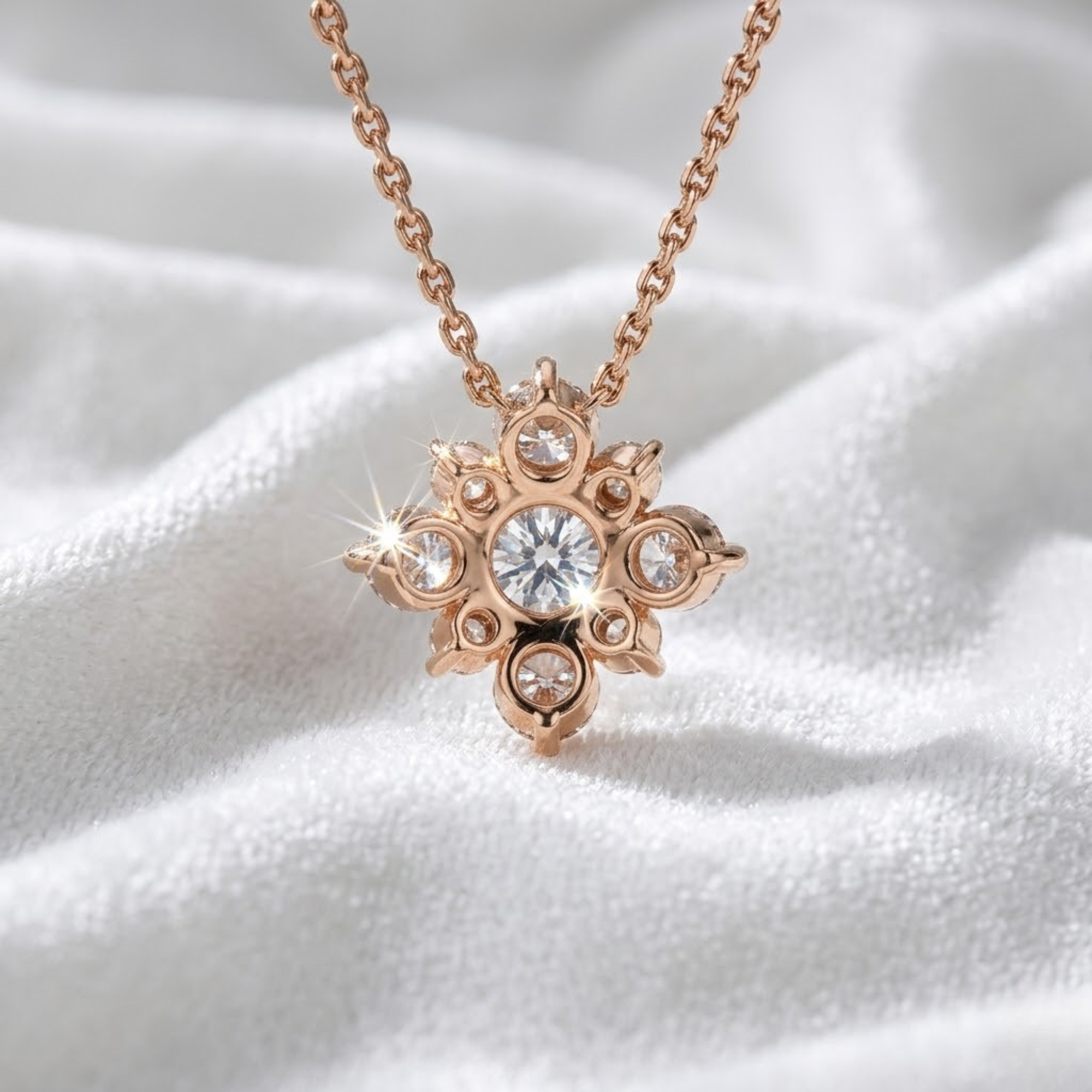 14K Round Lab Grown Diamond Necklace, Wedding Necklace for Women