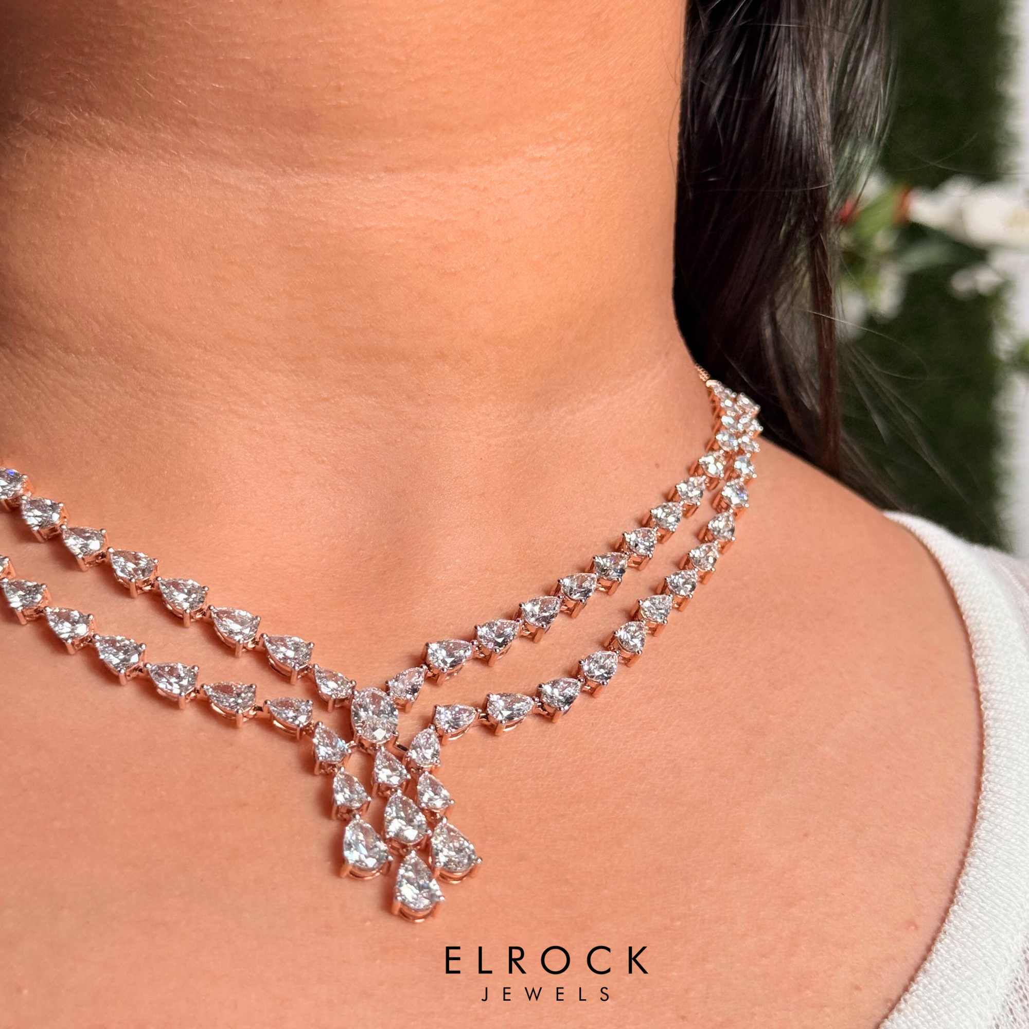 Oval & Pear Cut Diamond Necklace
