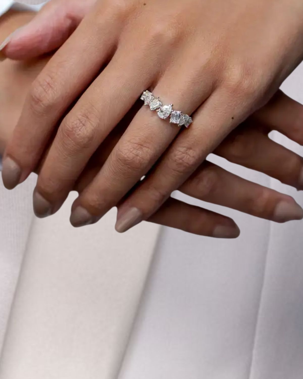 14K Gold 2.00 CTW Multi Shaped Half Eternity Ring