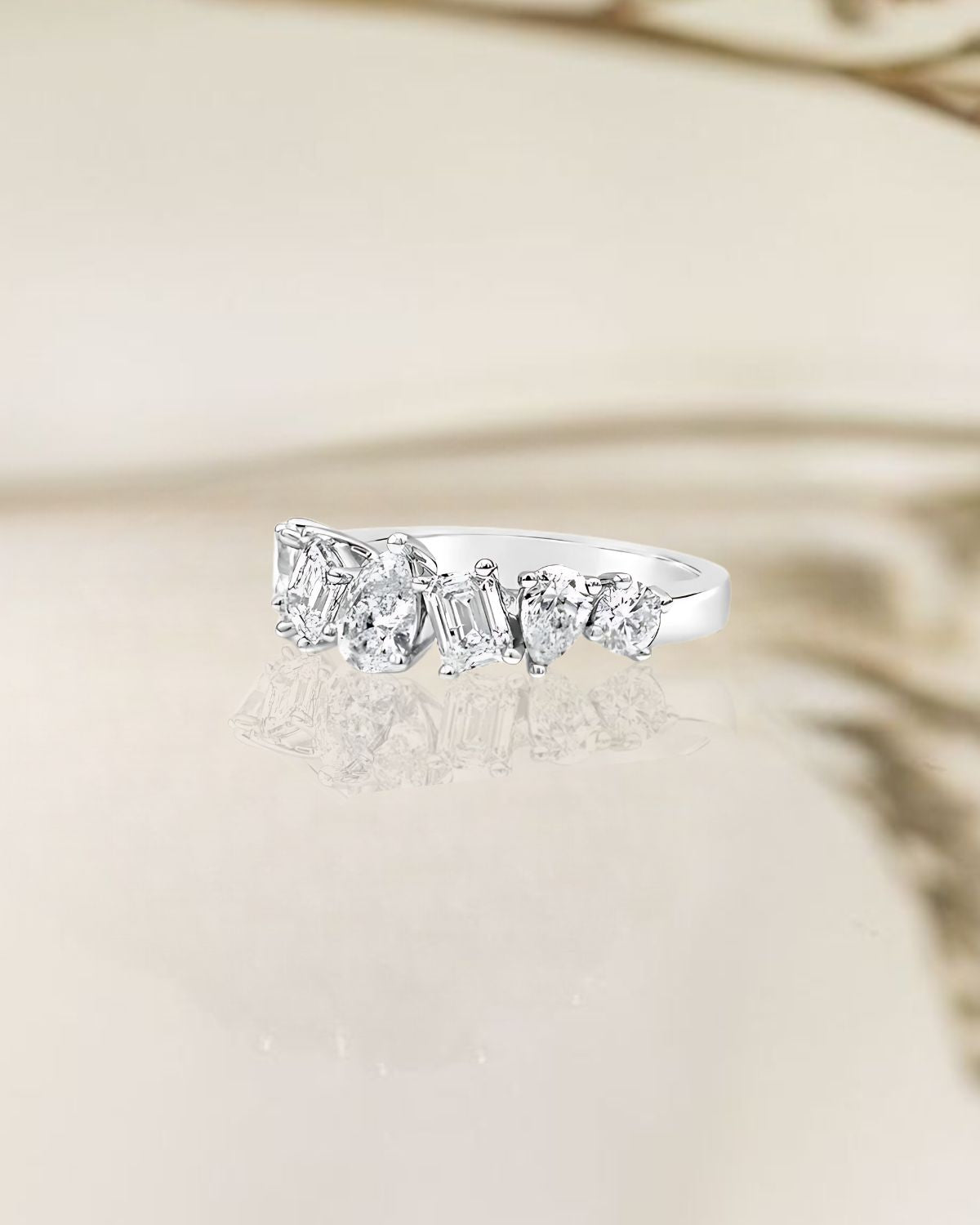 14K Gold 2.00 CTW Multi Shaped Half Eternity Ring