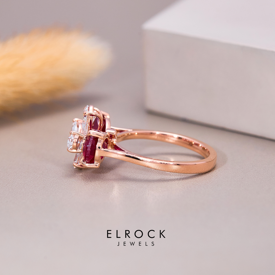 14k Solid Gold Floral Anniversary Ring
