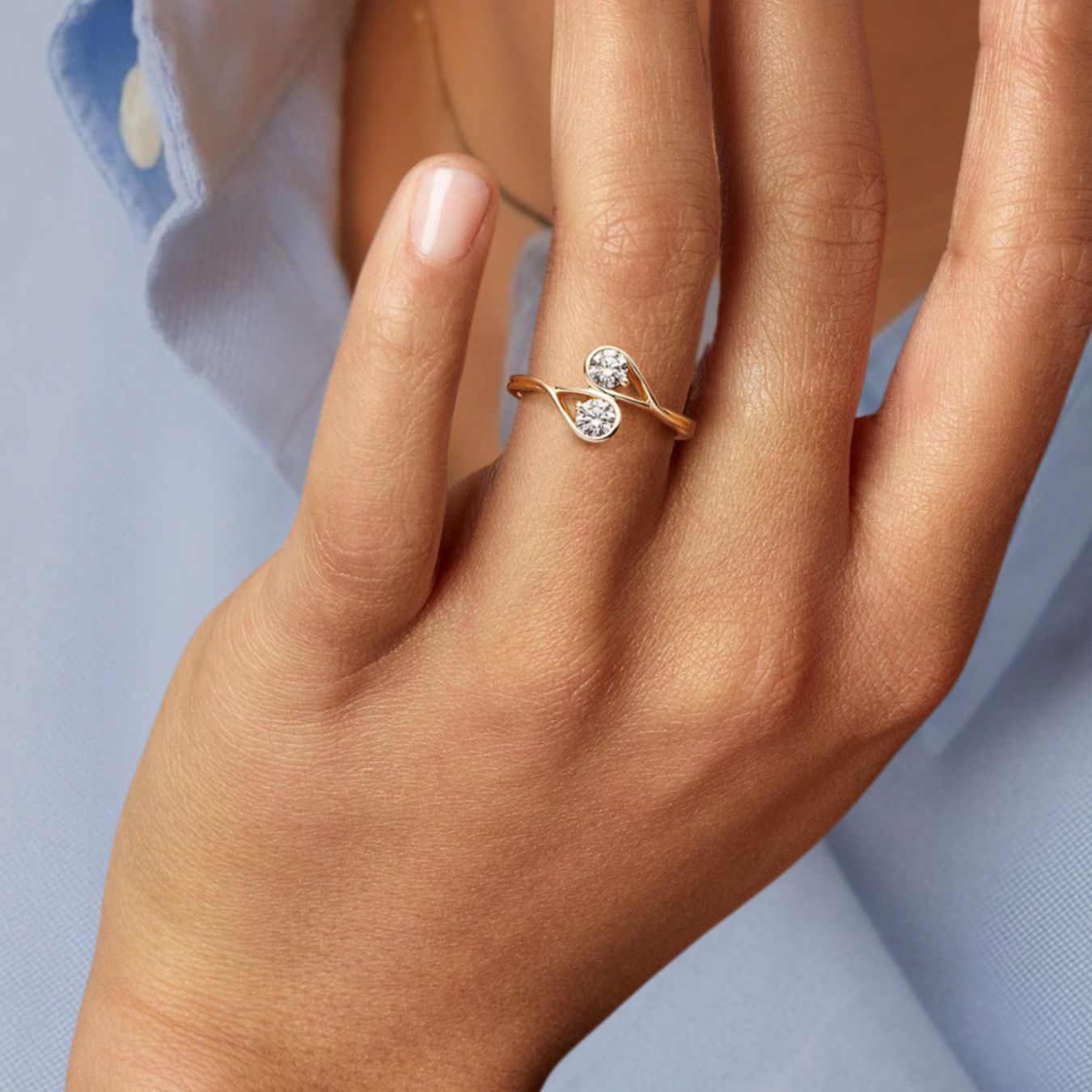 14K Solid Gold Crisscross Lab Grown Infinite Diamond Anniversary Dainty Ring, Minimalist Promise Ring