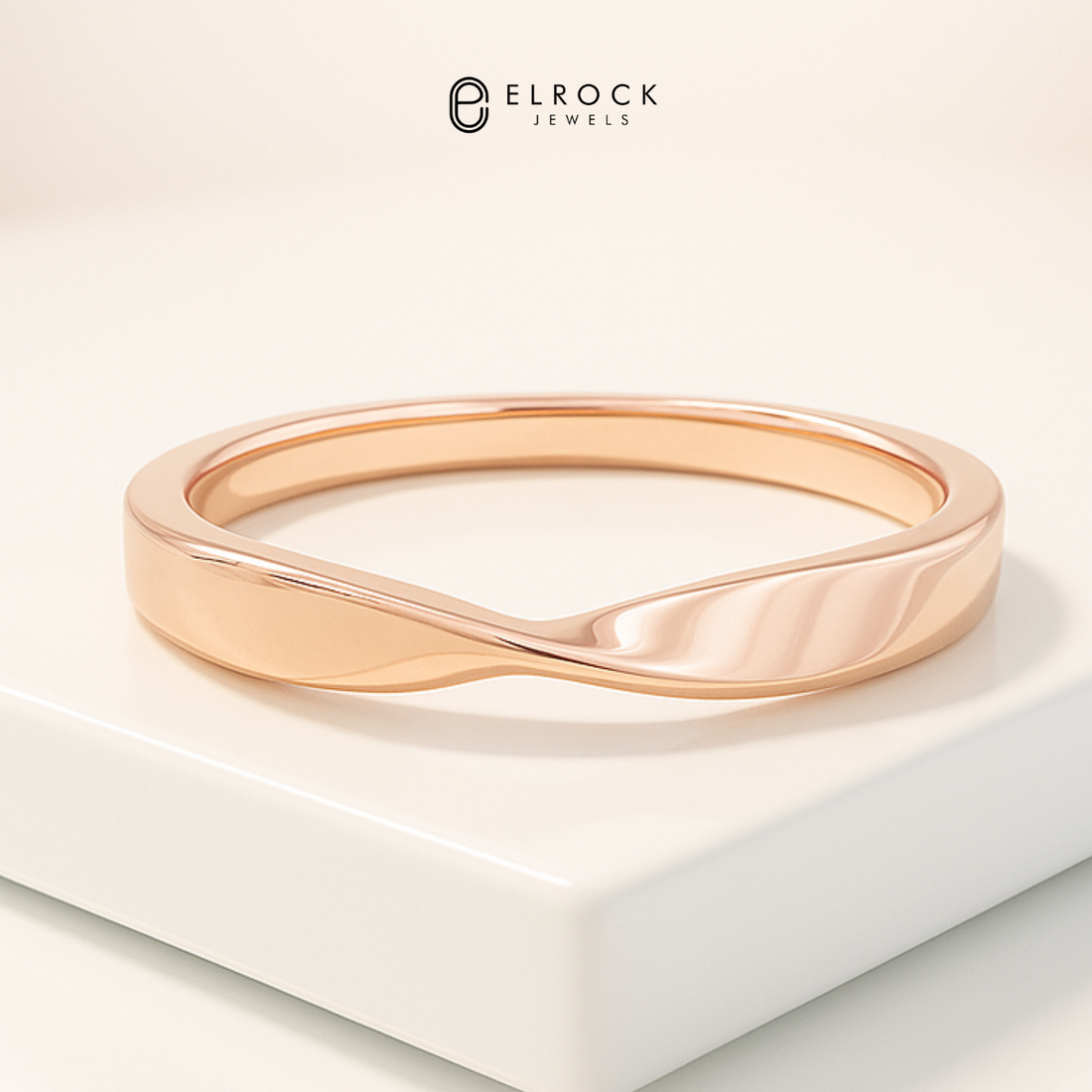 14k Gold Mobius Wedding Band, Solid Gold Twist Ring, Men's Women's Simple Matching Band