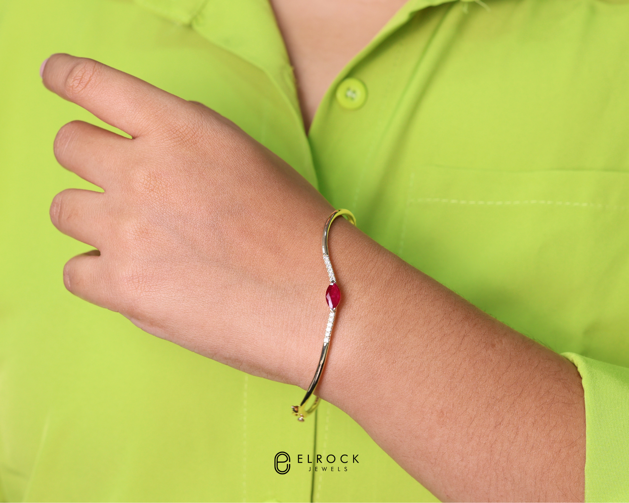 14K Gold Round Red Ruby Gemstone Birthstone Bracelets