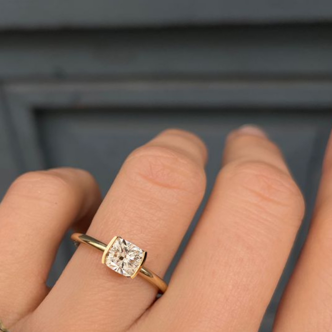 Cushion Engagement Ring Lab Grown Diamond Solitaire Ring