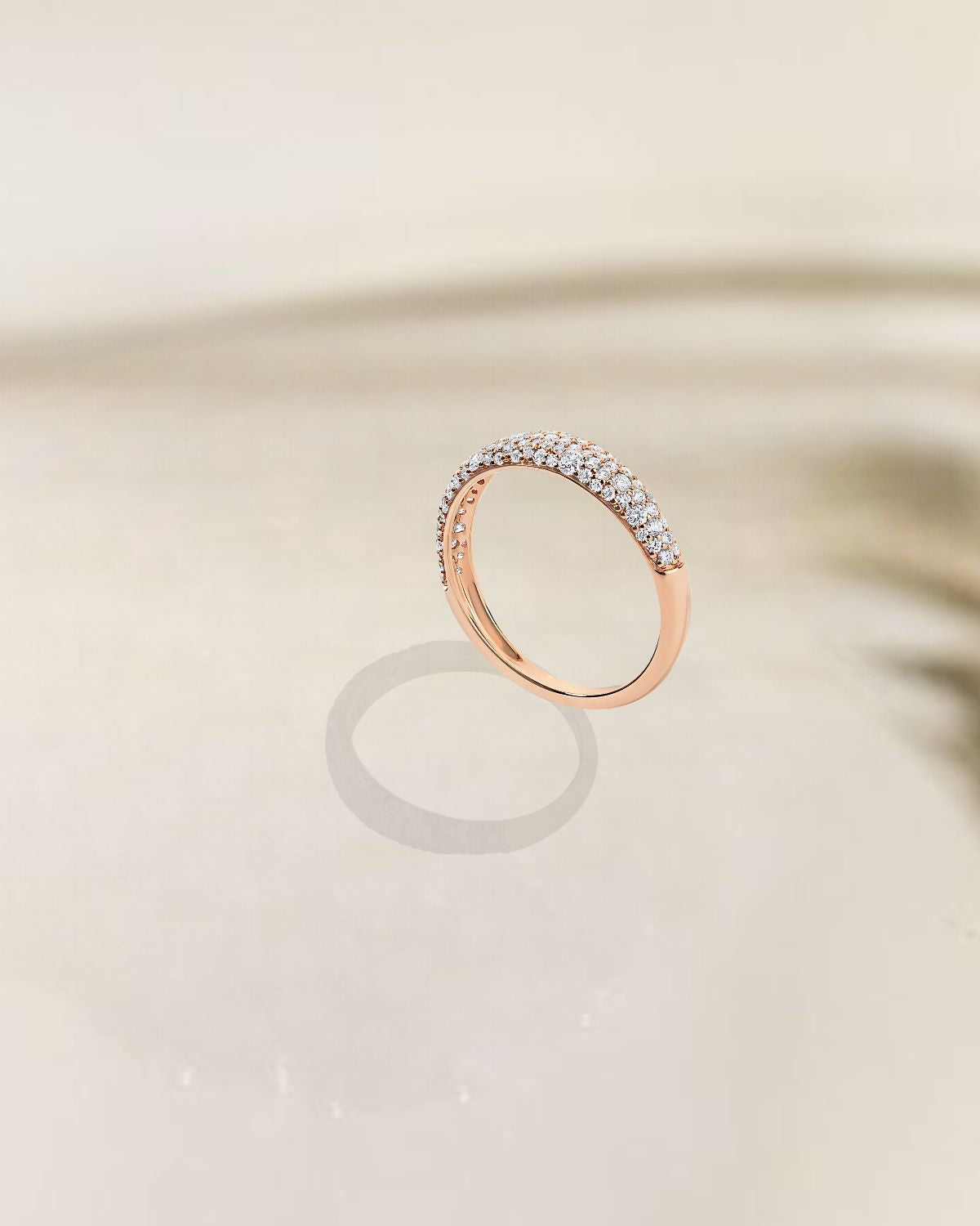 14K Gold Lab Grown Minimalist Solid Pave Wedding Band