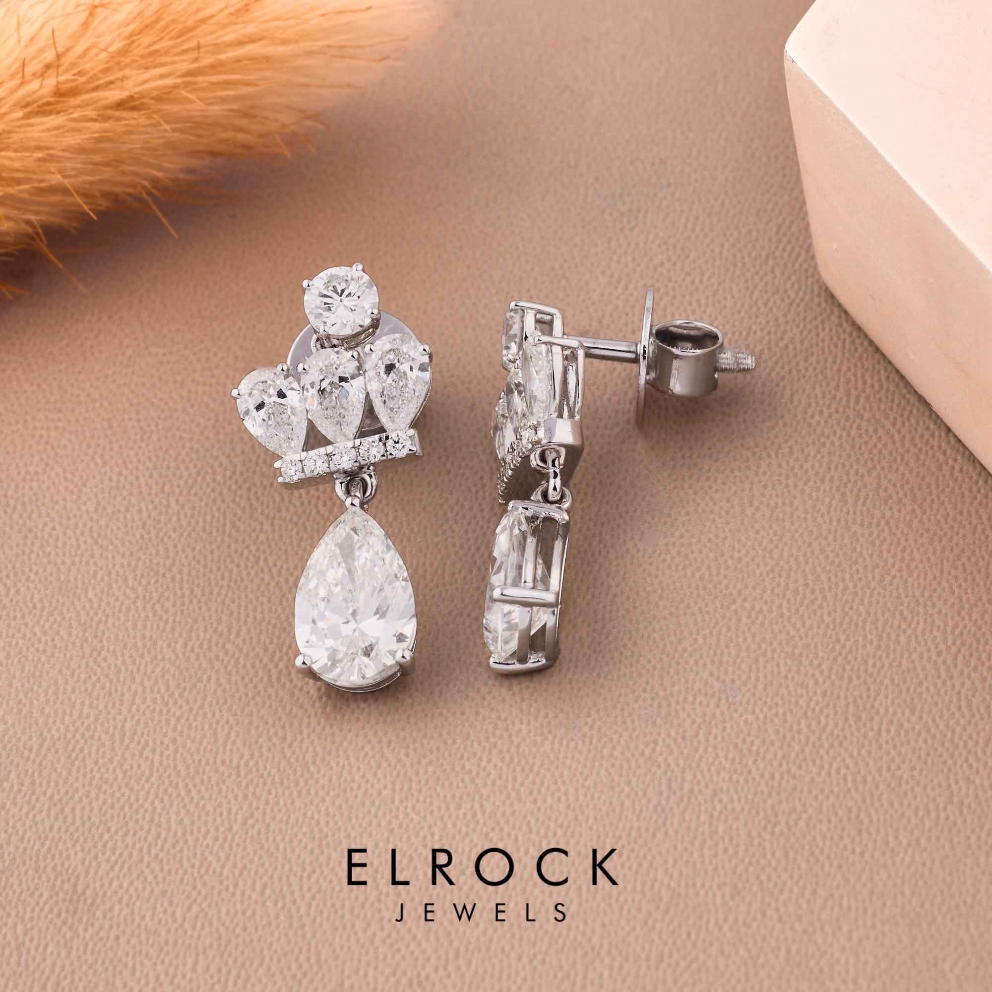 Diamond Drop Stud Earrings