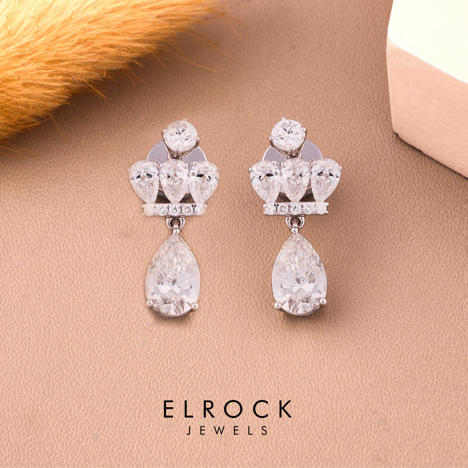 Diamond Drop Stud Earrings