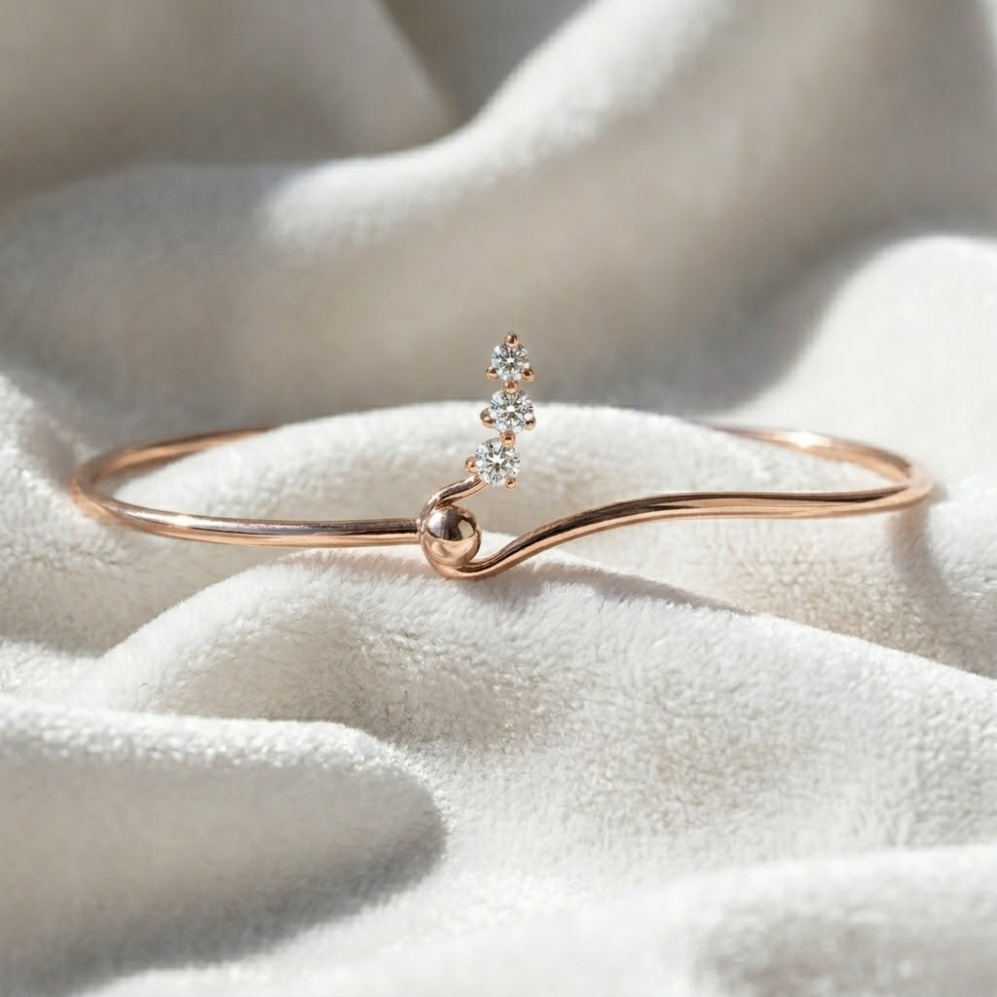 14K Gold Minimalist Pear Shape Solitaire Cuff Bracelet