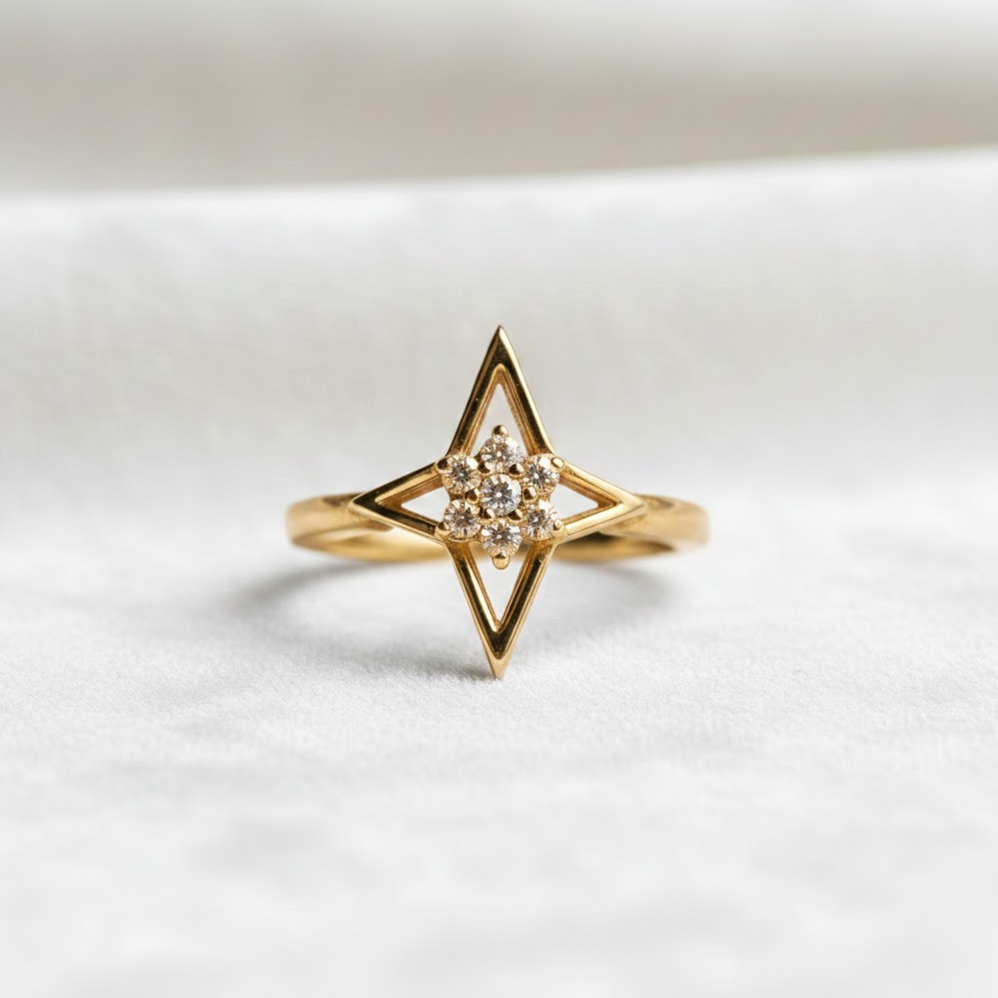 14K Gold North Star Stacking Ring