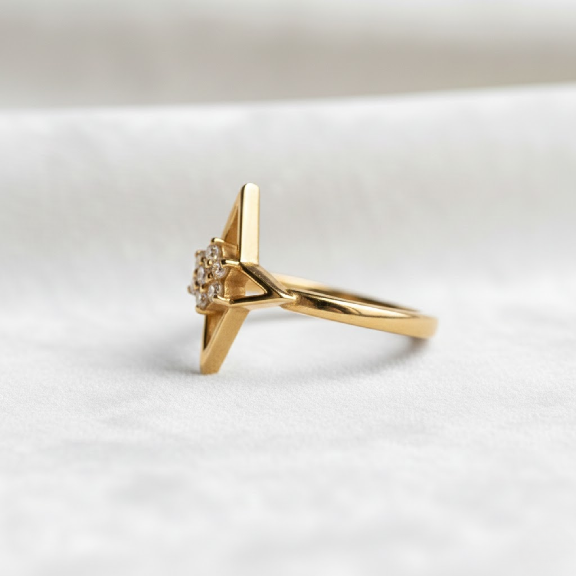 14K Gold North Star Stacking Ring