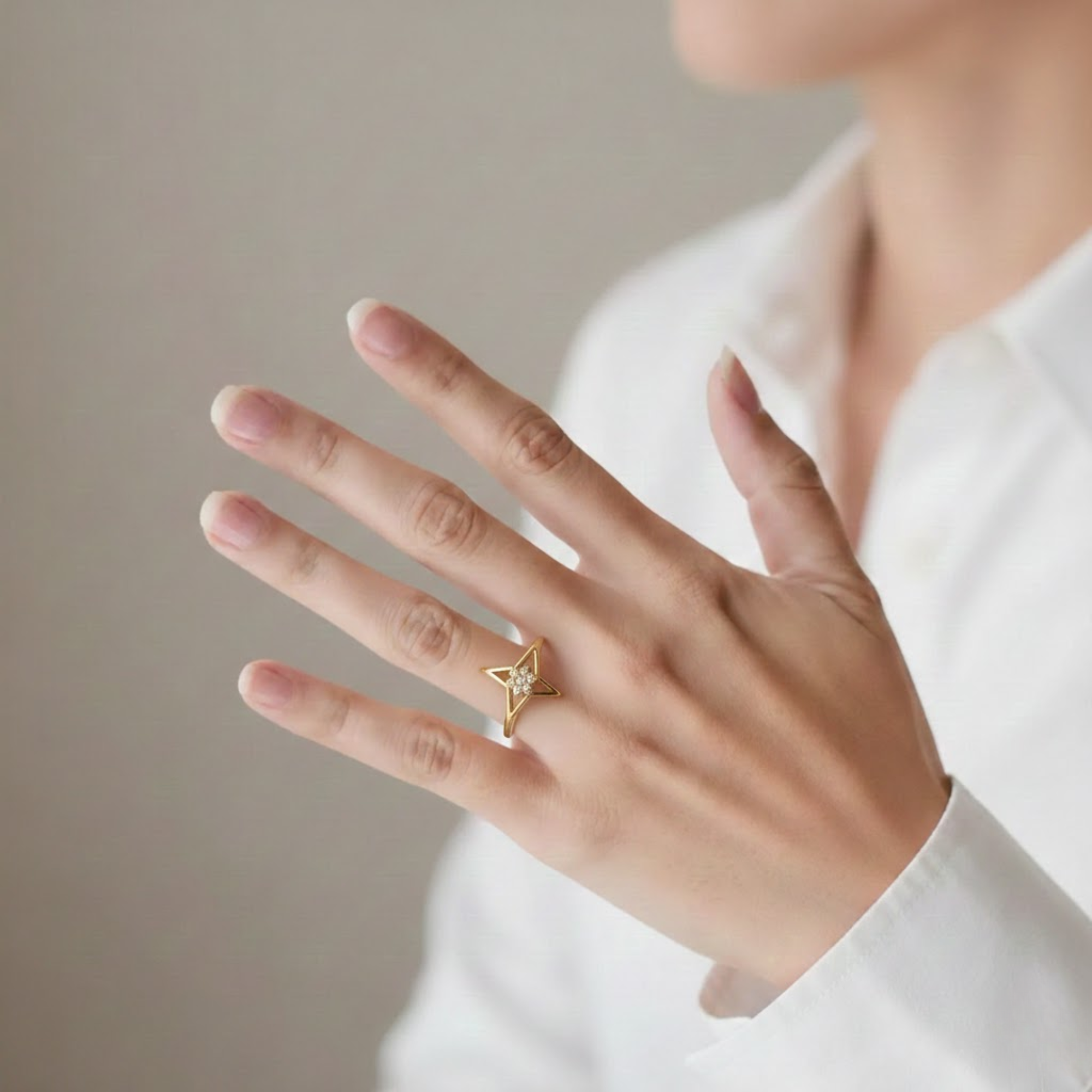 14K Gold North Star Stacking Ring
