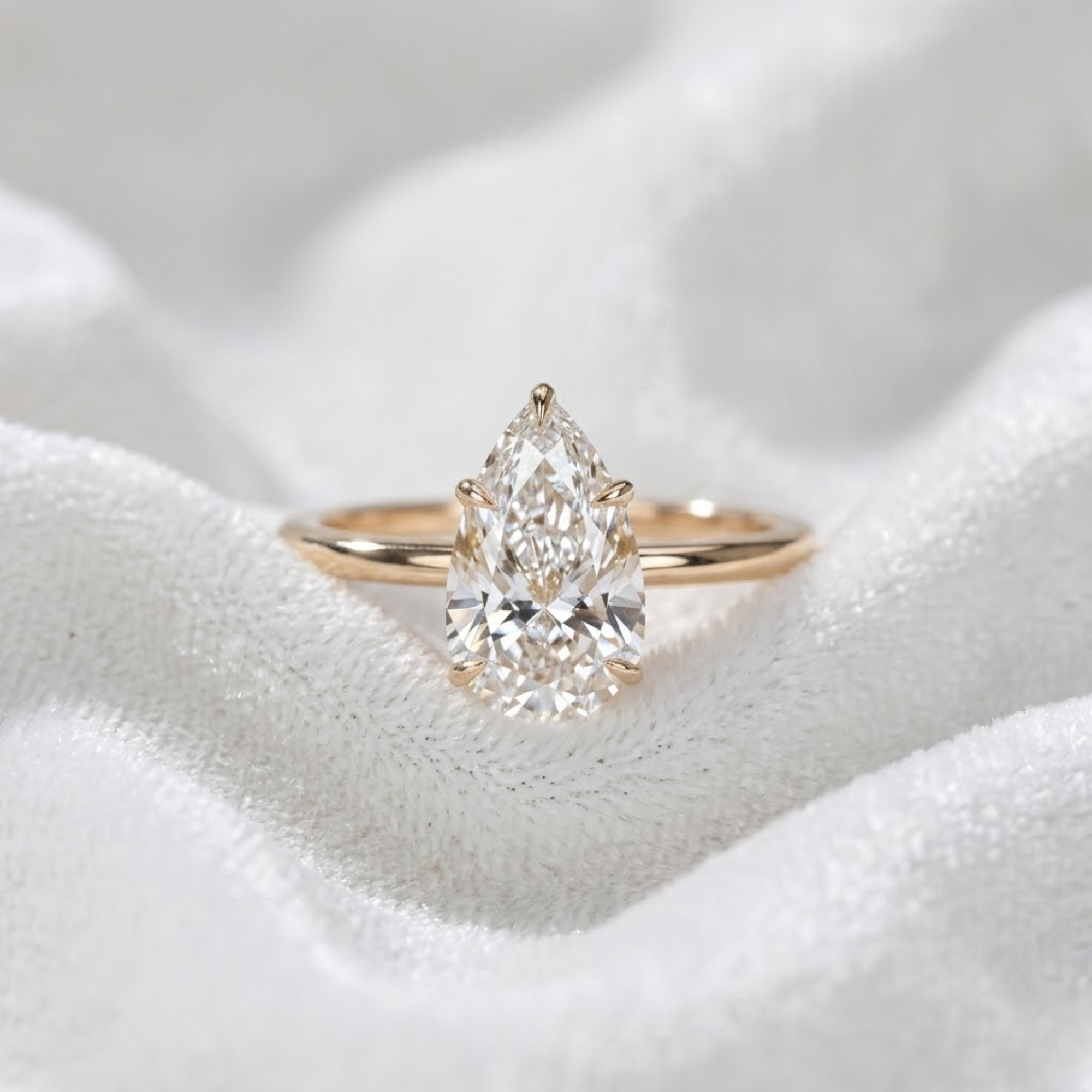 14K Gold Beautiful 3 CT Pear IGI Certified Lab Grown Diamond Solitaire Ring