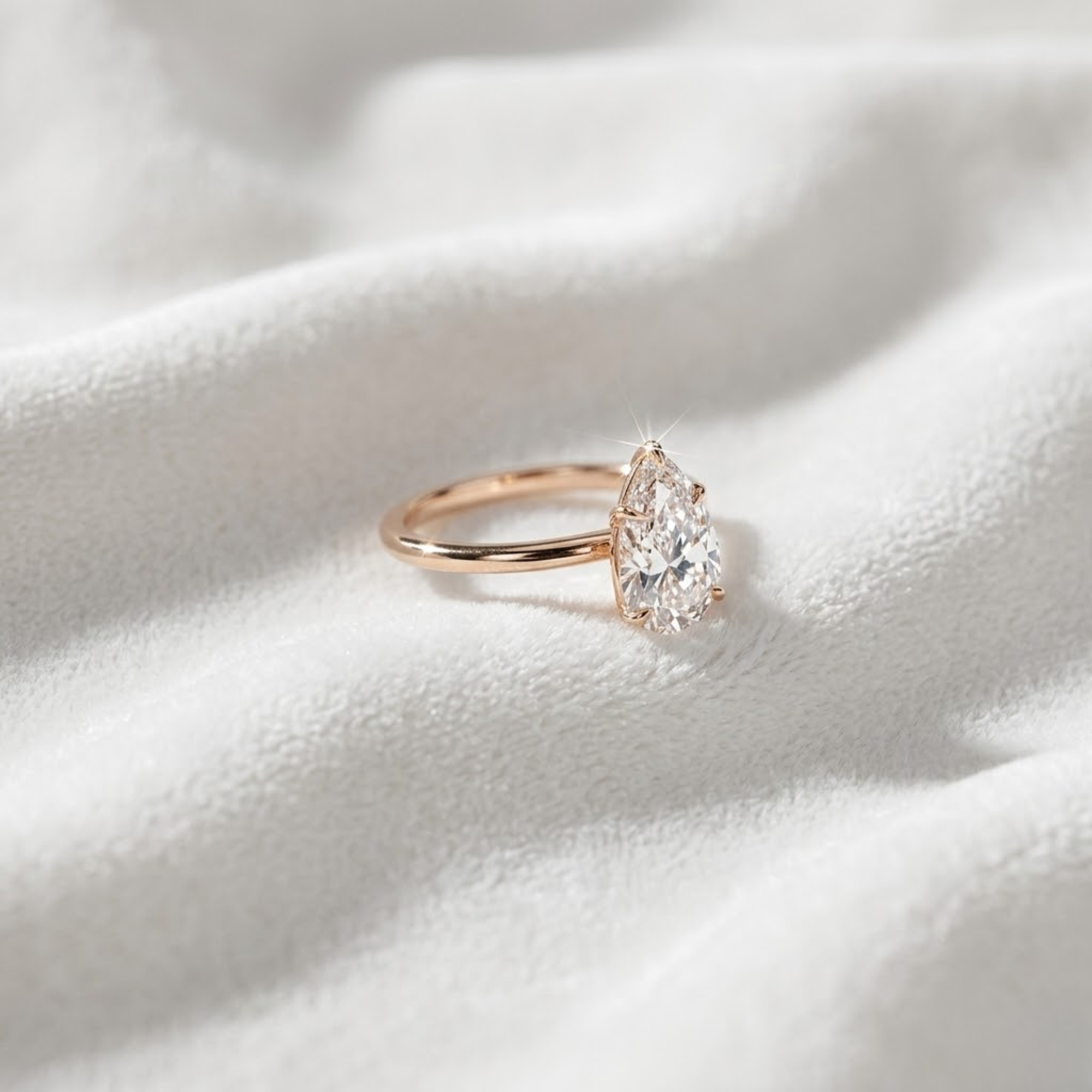 14K Gold Beautiful 3 CT Pear IGI Certified Lab Grown Diamond Solitaire Ring