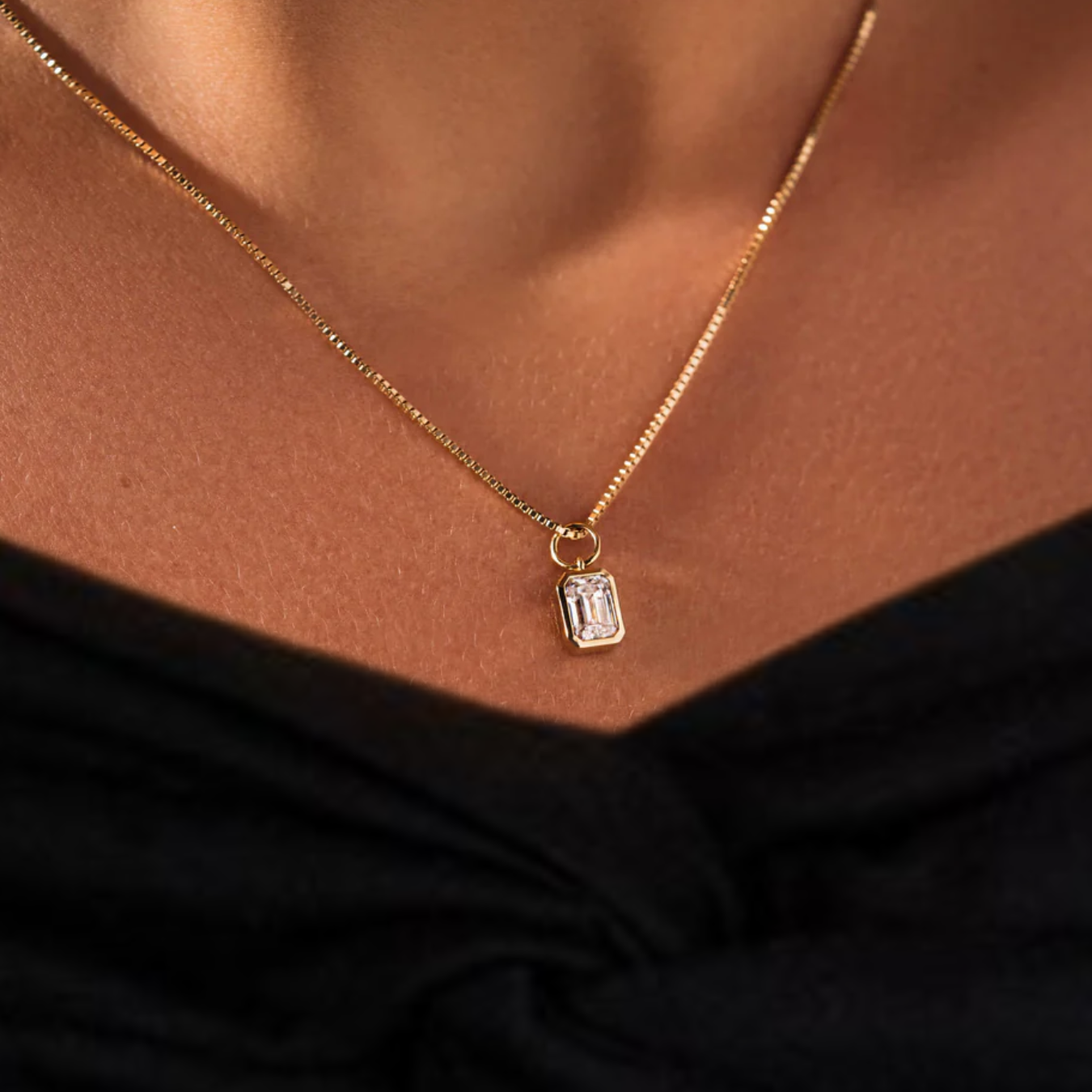 Emerald Cut Diamond Pendant Necklace