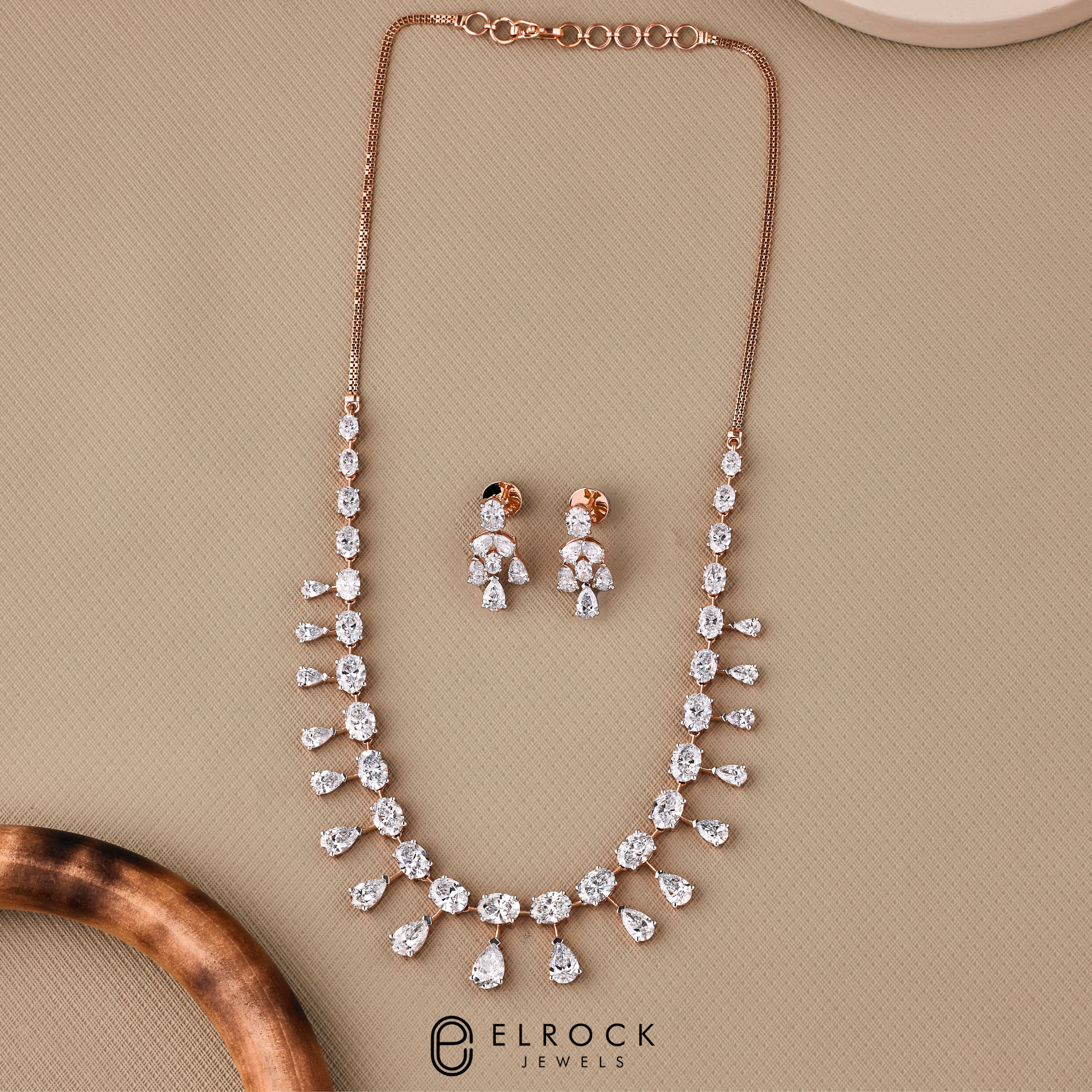 Pear & Oval Cut Diamond Tennis Necklace 14K Solid Gold Lab Grown Diamond Gift for Women