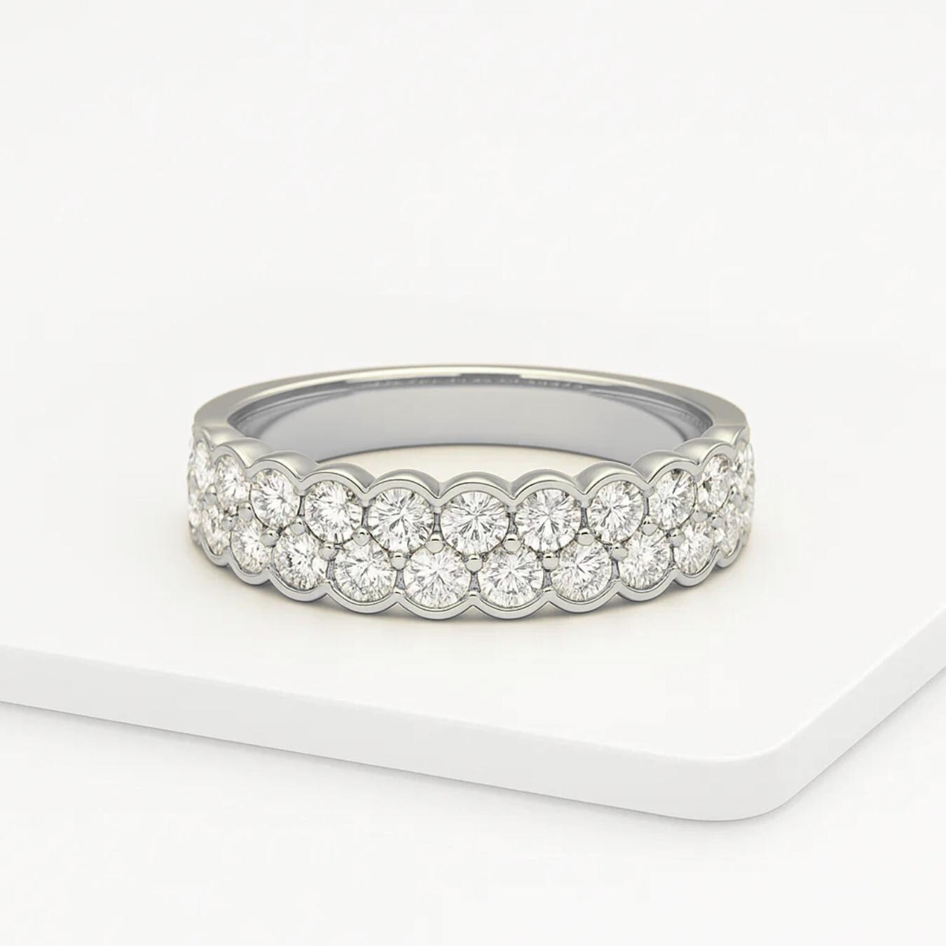 14K Gold Wedding Band, 1.25CT Half Eternity Lab Grown Diamond Band