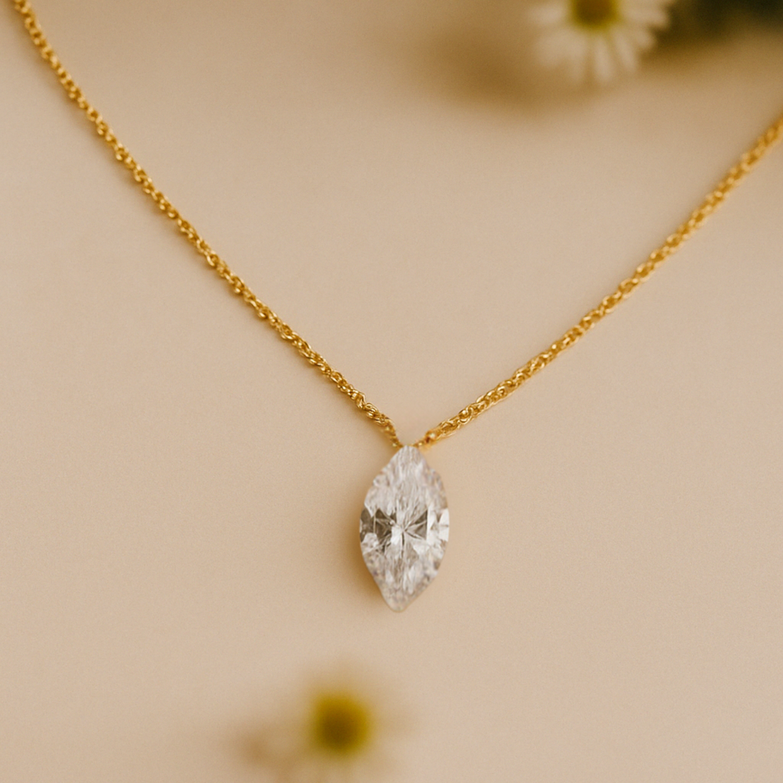 1.00 CT to 3.00 CT Marquise Diamond Necklace