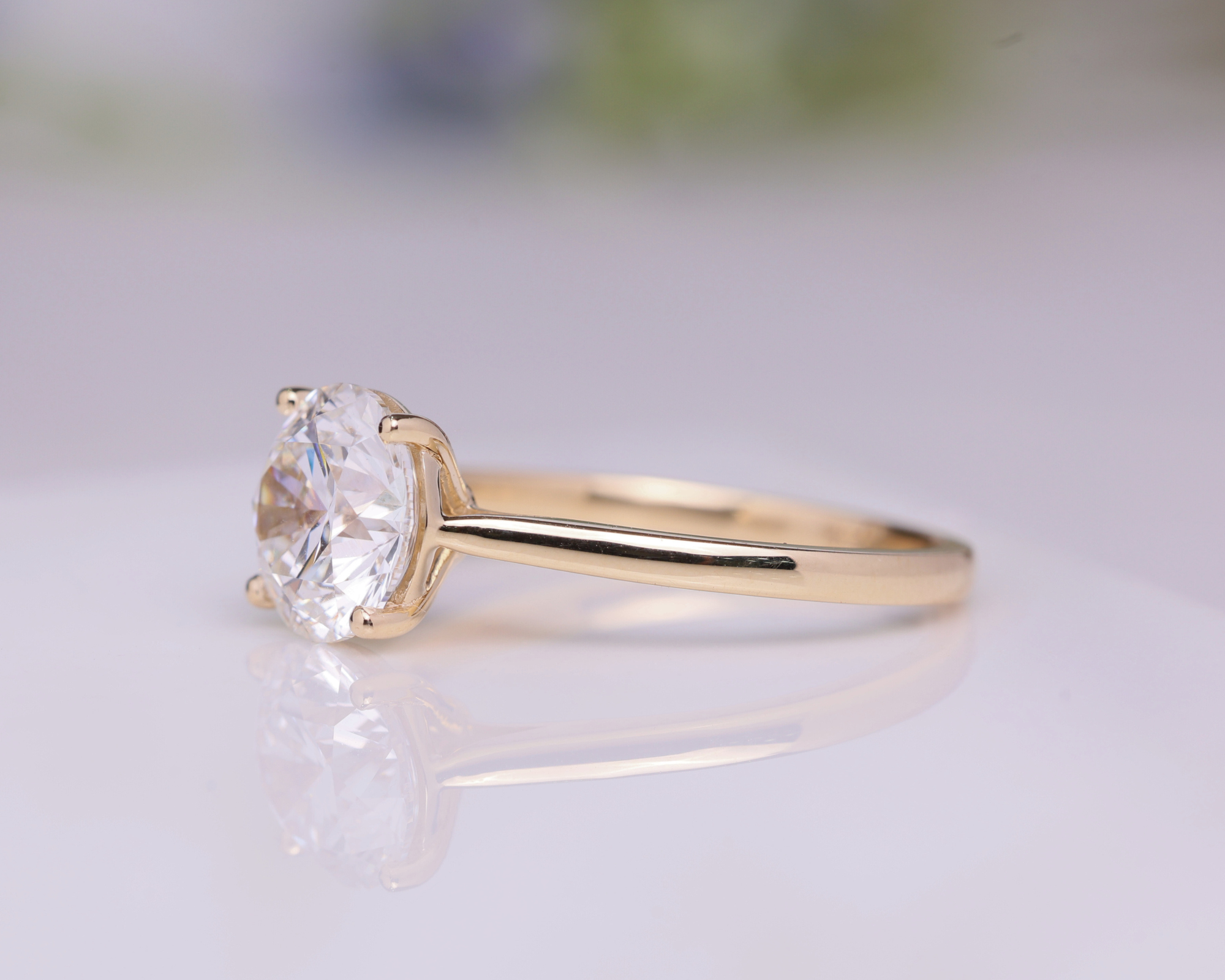 14K Solid Gold 2 CT Round Lab Grown Solitaire Diamond Engagement Ring