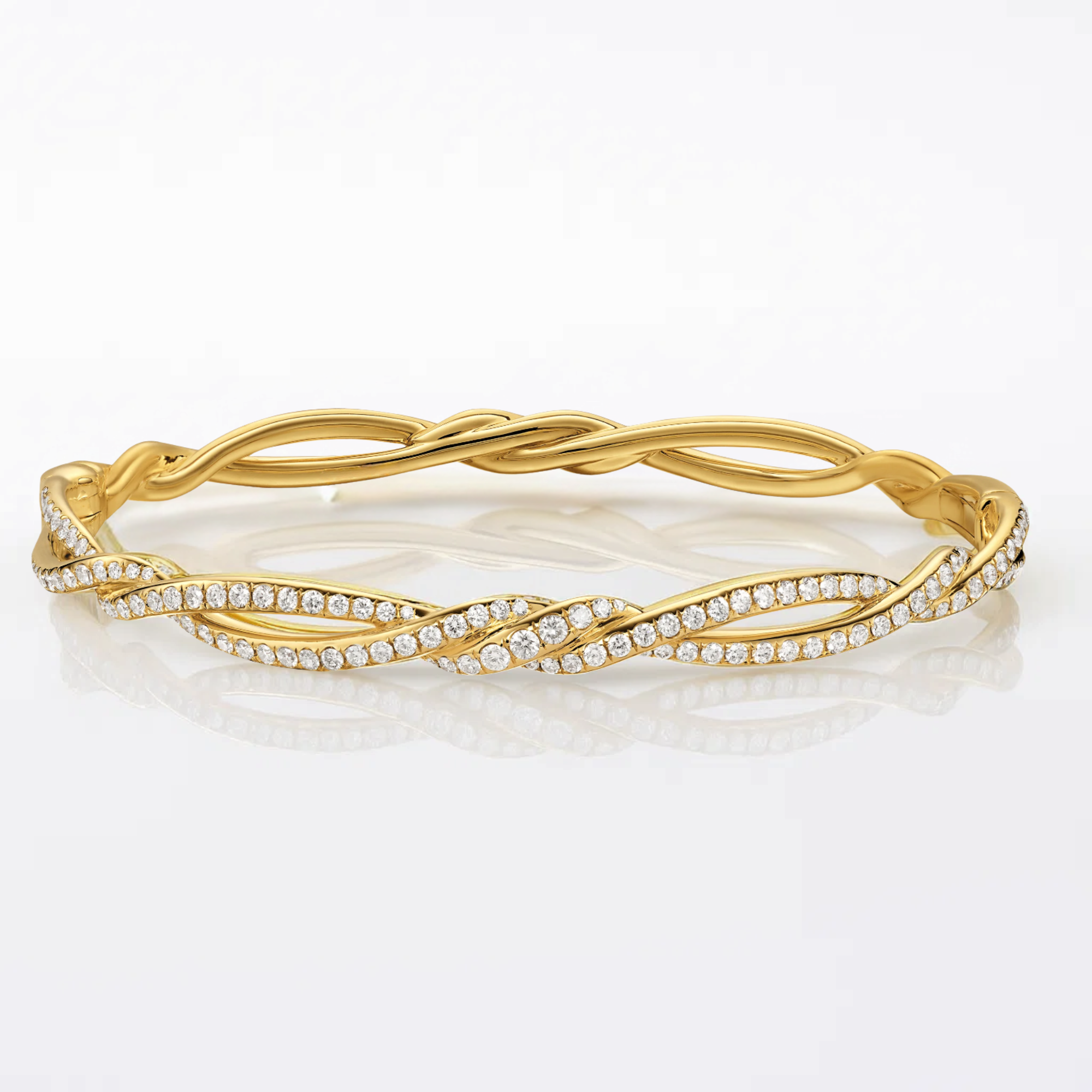 14K Gold Twisted Micro Pave Eternity Jewelry for Her