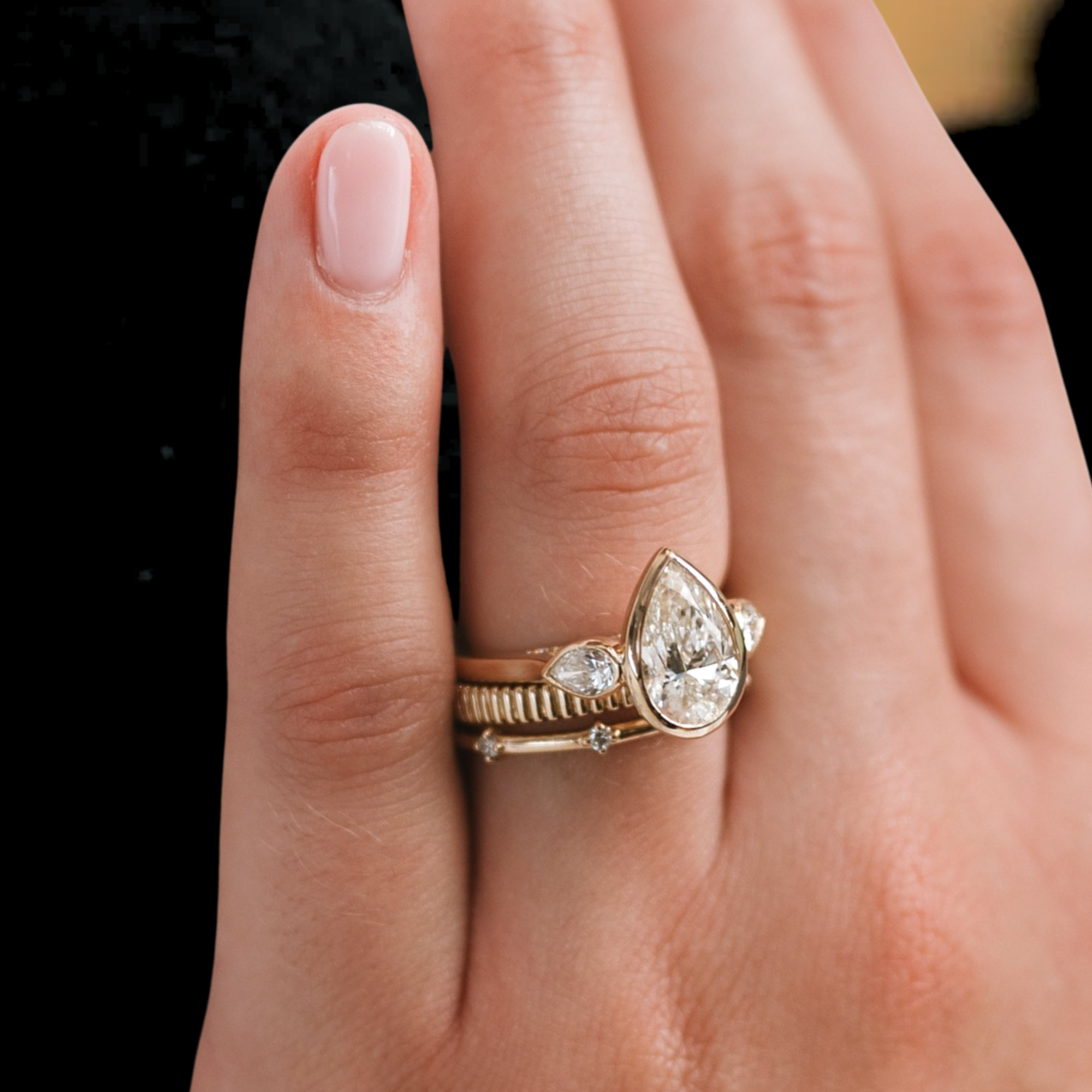  Bezel Set Three Stone Ring