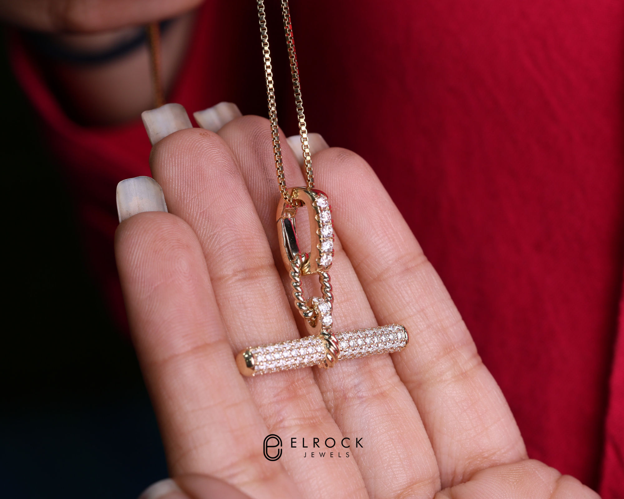 14K Gold Dainty Diamond Pave Pendant