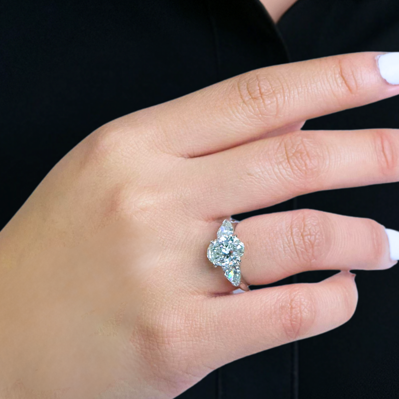 14K Solid Gold Oval Shape Lab-Grown Diamond Three Stone Minimalist Engagement Ring, Gift For Her