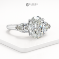 14K Solid Gold Oval Shape Lab-Grown Diamond Three Stone Minimalist Engagement Ring