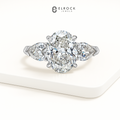 14K Solid Gold Oval Shape Lab-Grown Diamond Three Stone Minimalist Engagement Ring