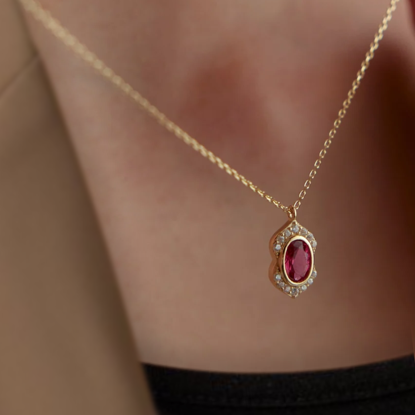 2 CT Prong Set Ruby Pendant, 14K Gold Ruby Pendant