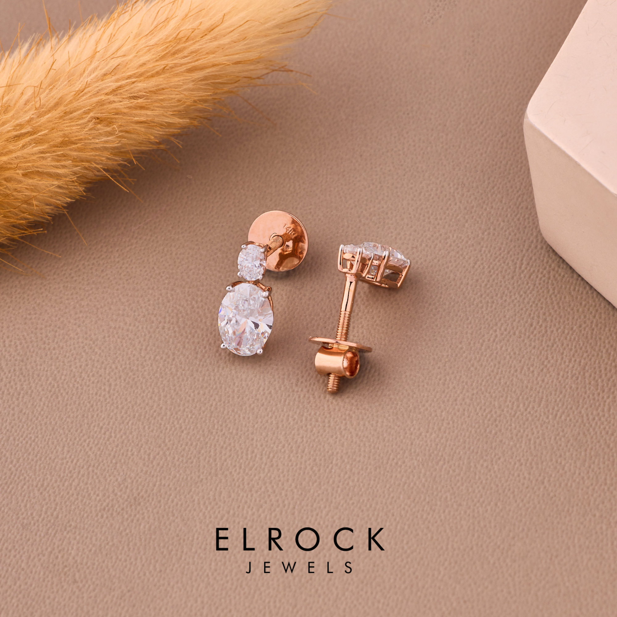 Double Oval Diamond Drop Earrings