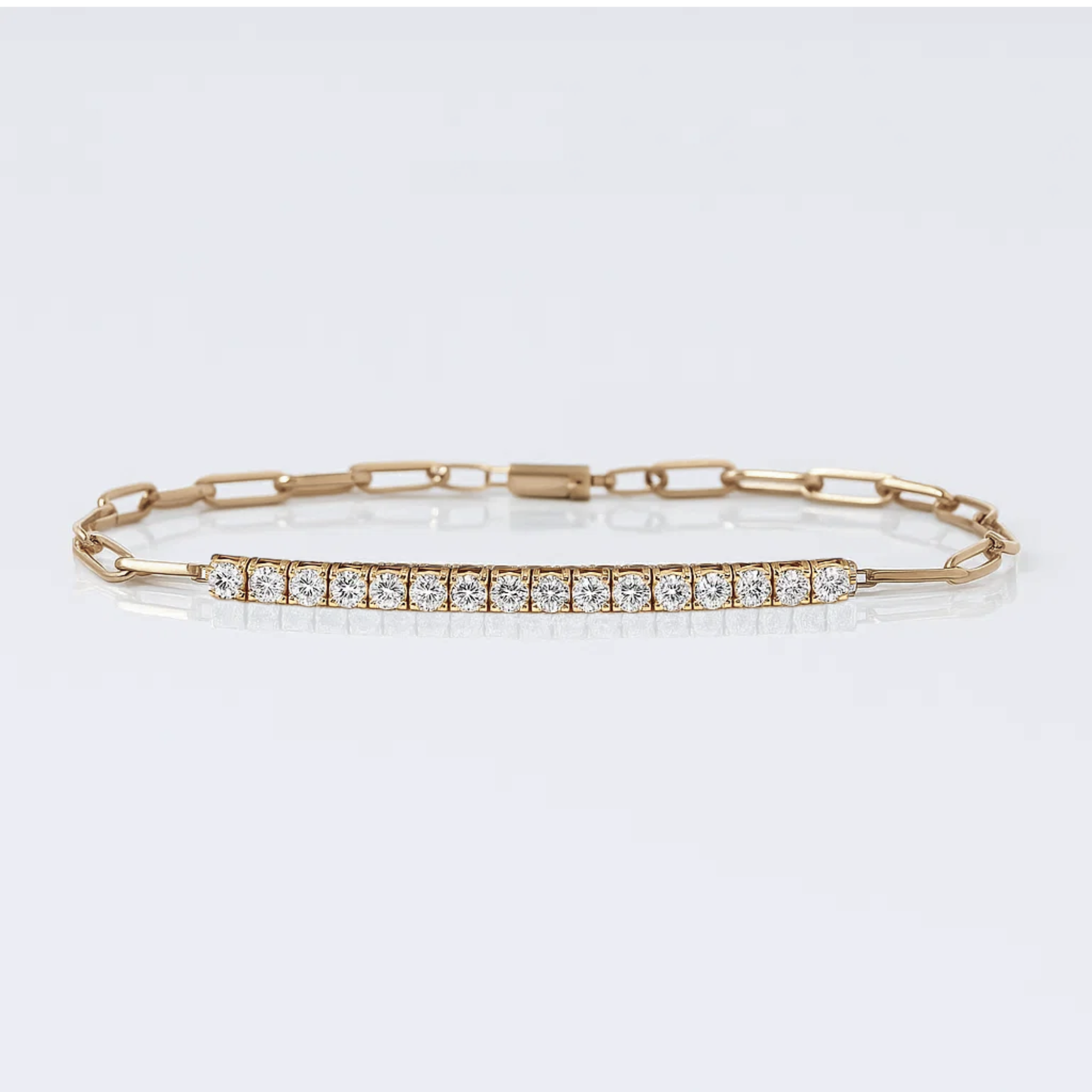 Round Diamond Half Tennis Half Paperclip Bracelet