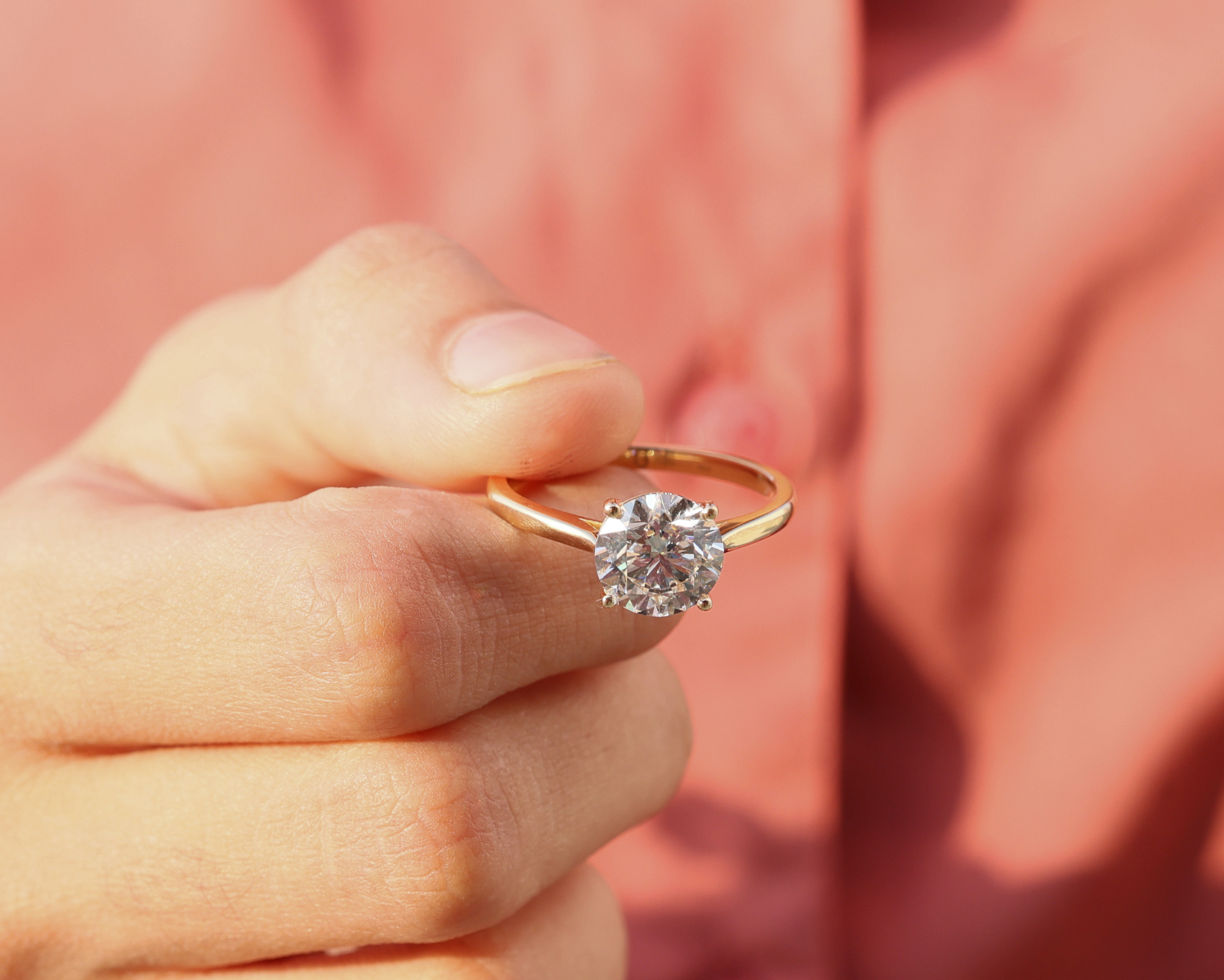 14K Solid Gold 2 CT Round Lab Grown Solitaire Diamond Engagement Ring