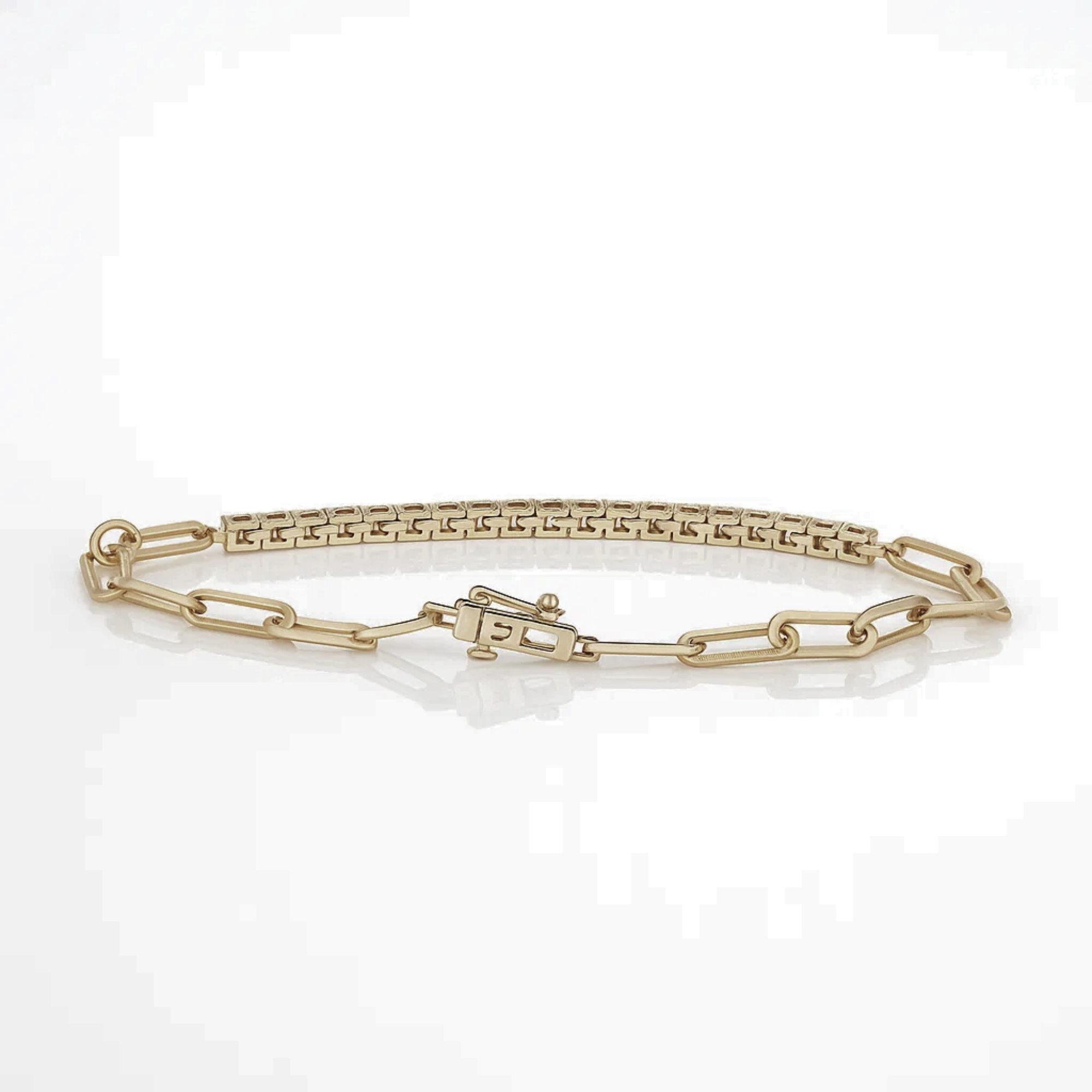 Round Diamond Half Tennis Half Paperclip Bracelet