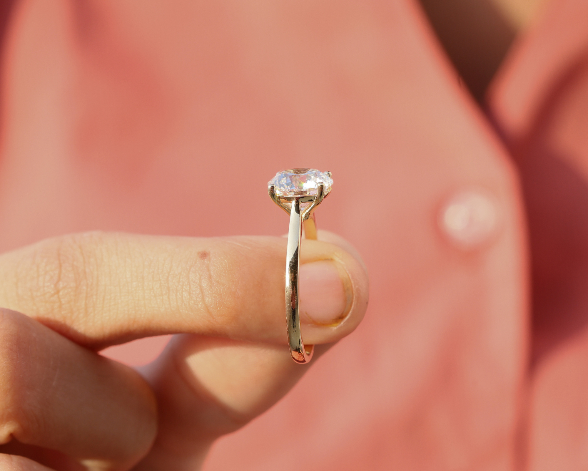 14K Solid Gold 2 CT Round Lab Grown Solitaire Diamond Engagement Ring