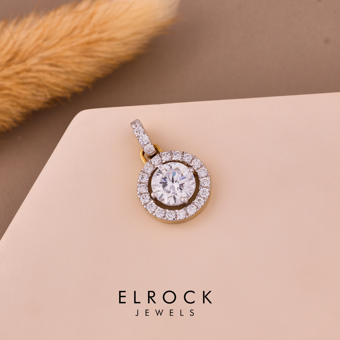 14K Solid Gold Halo Necklace