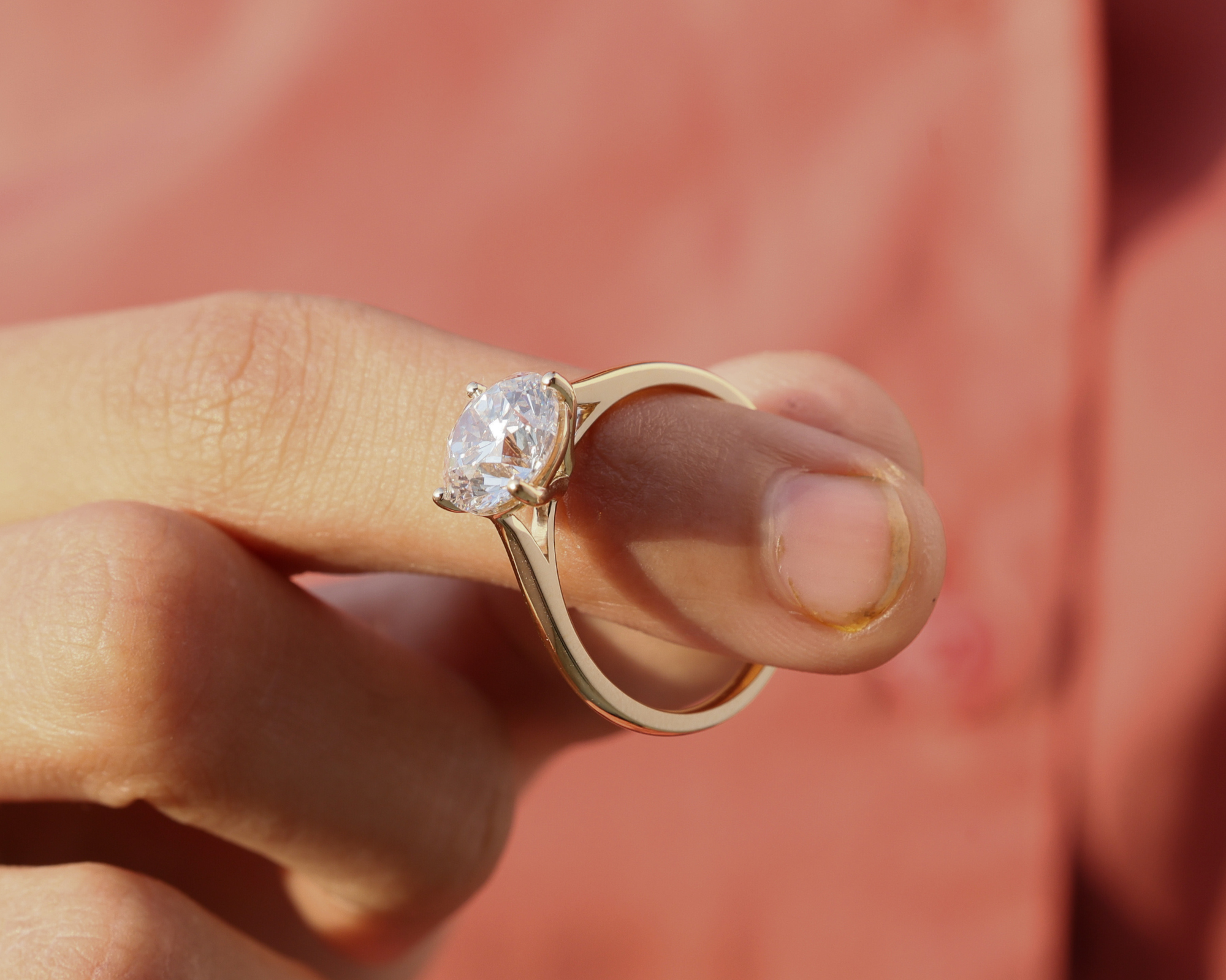 14K Solid Gold 2 CT Round Lab Grown Solitaire Diamond Engagement Ring